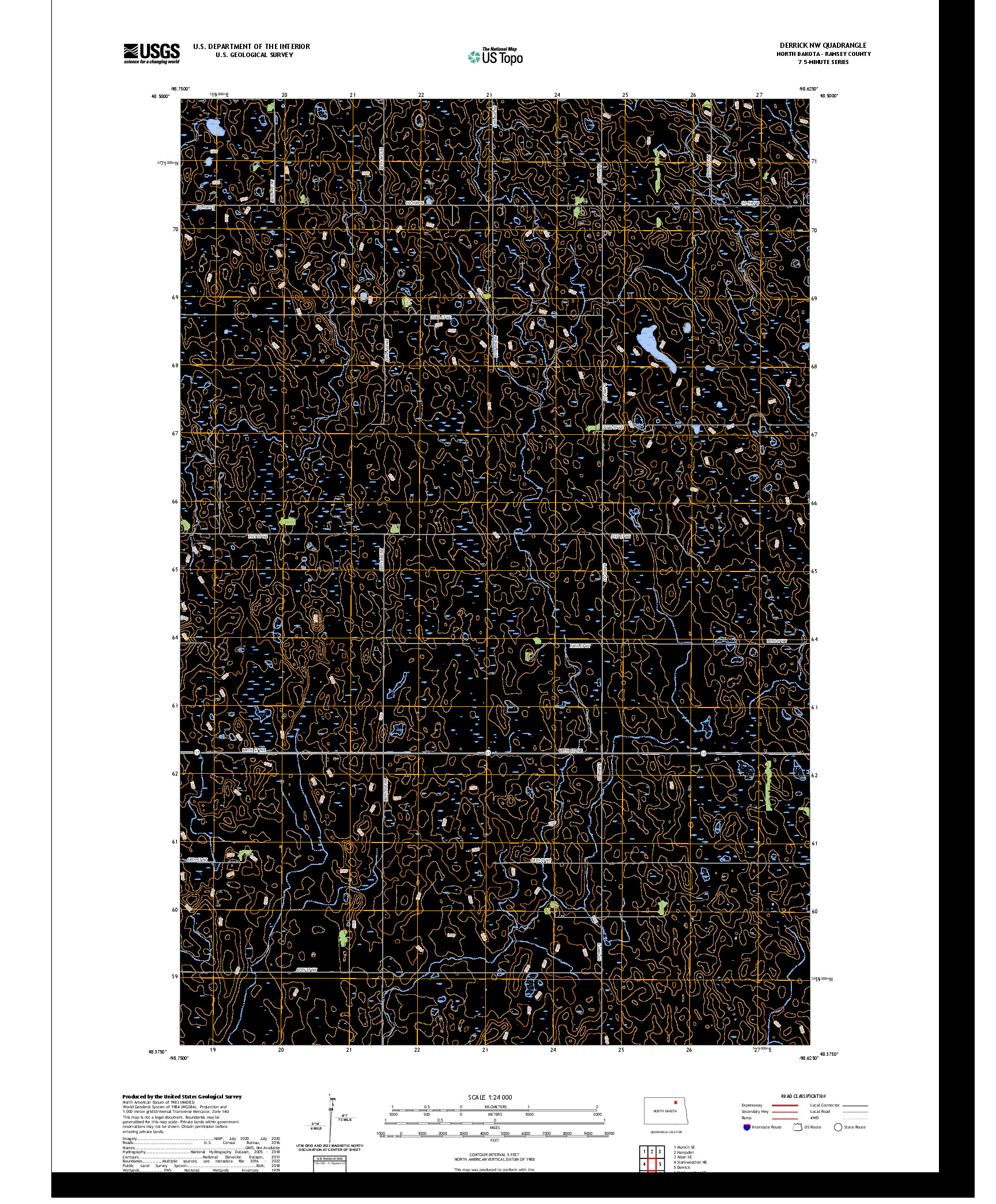 US TOPO 7.5-MINUTE MAP FOR DERRICK NW, ND