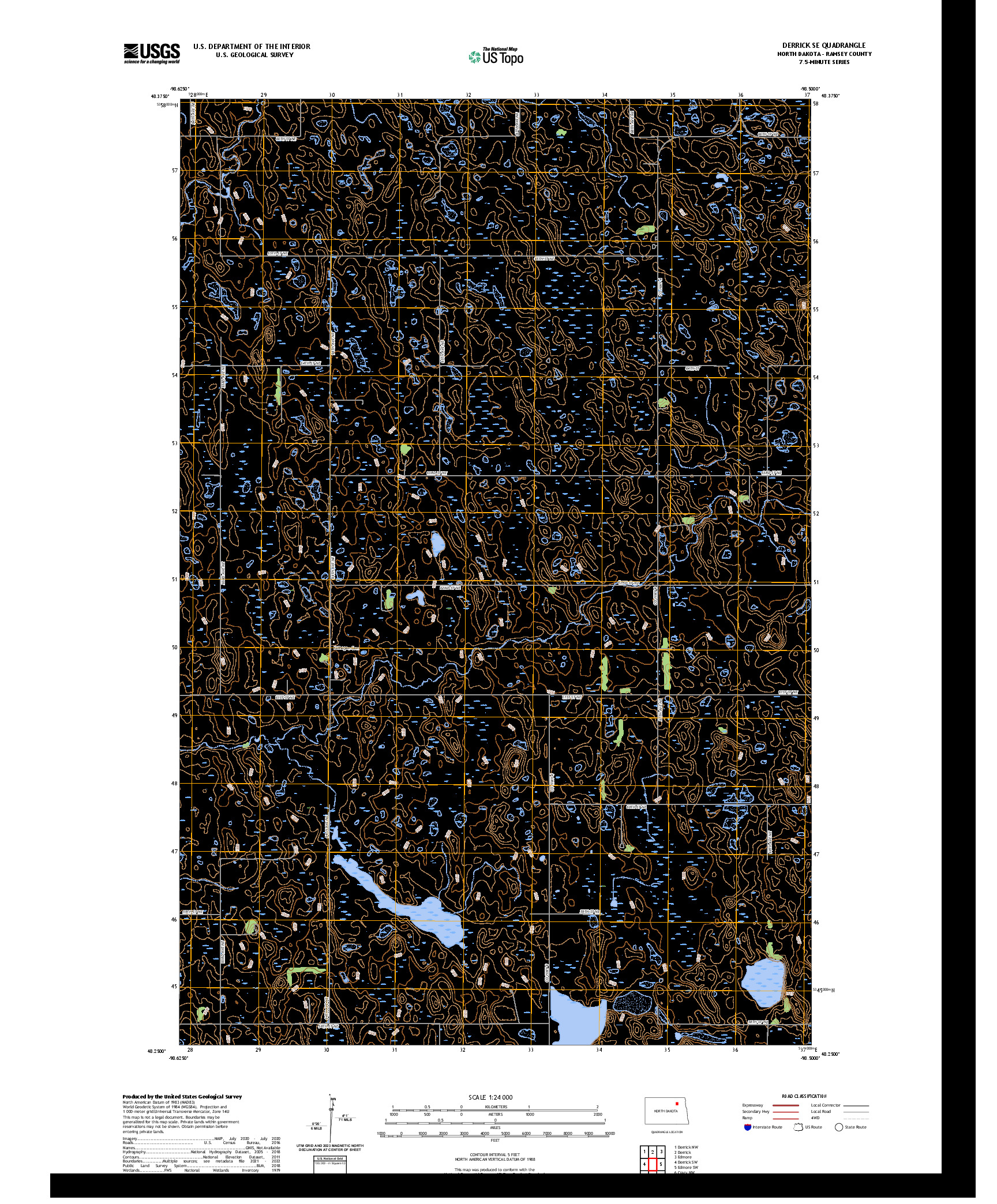 US TOPO 7.5-MINUTE MAP FOR DERRICK SE, ND