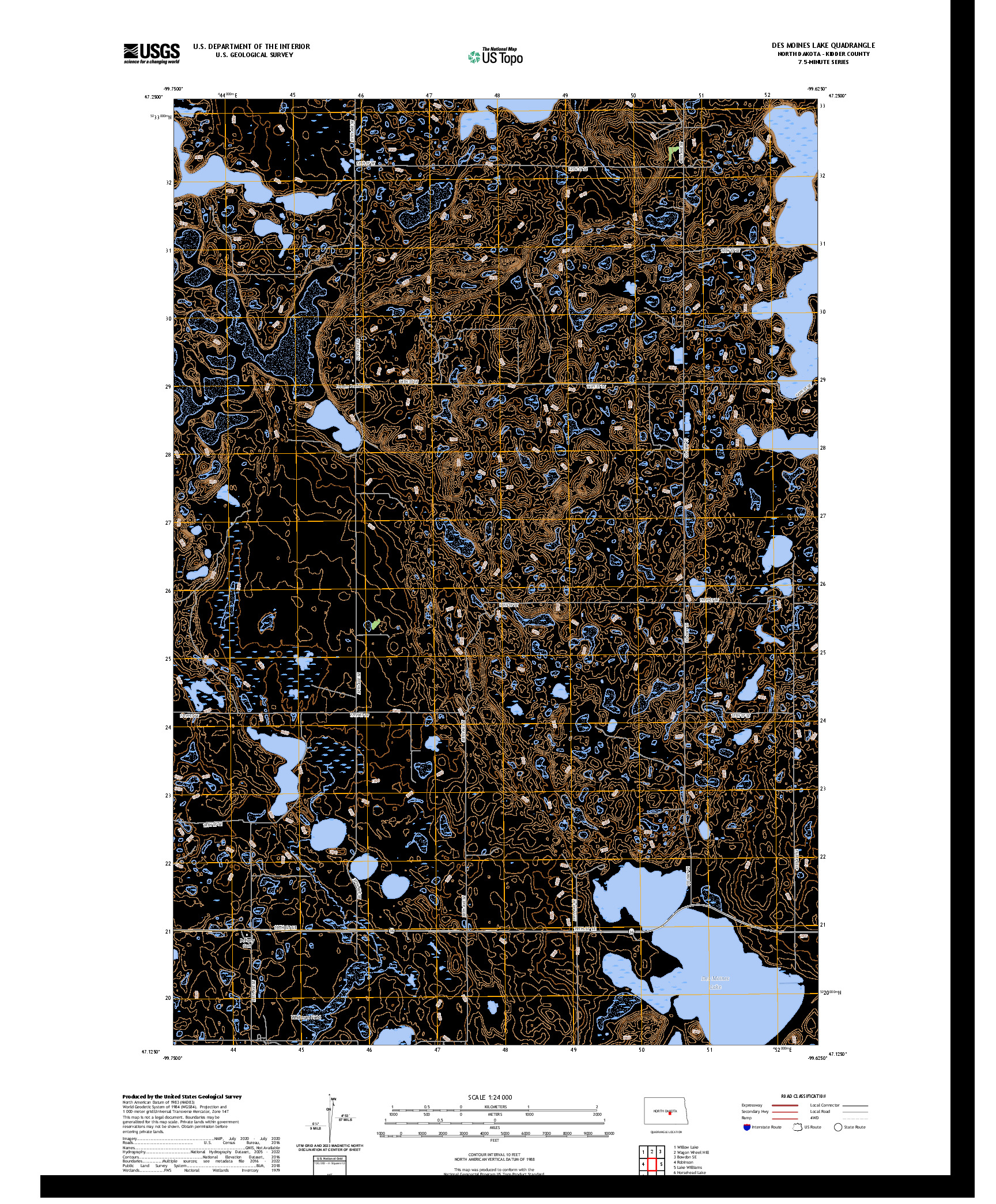US TOPO 7.5-MINUTE MAP FOR DES MOINES LAKE, ND