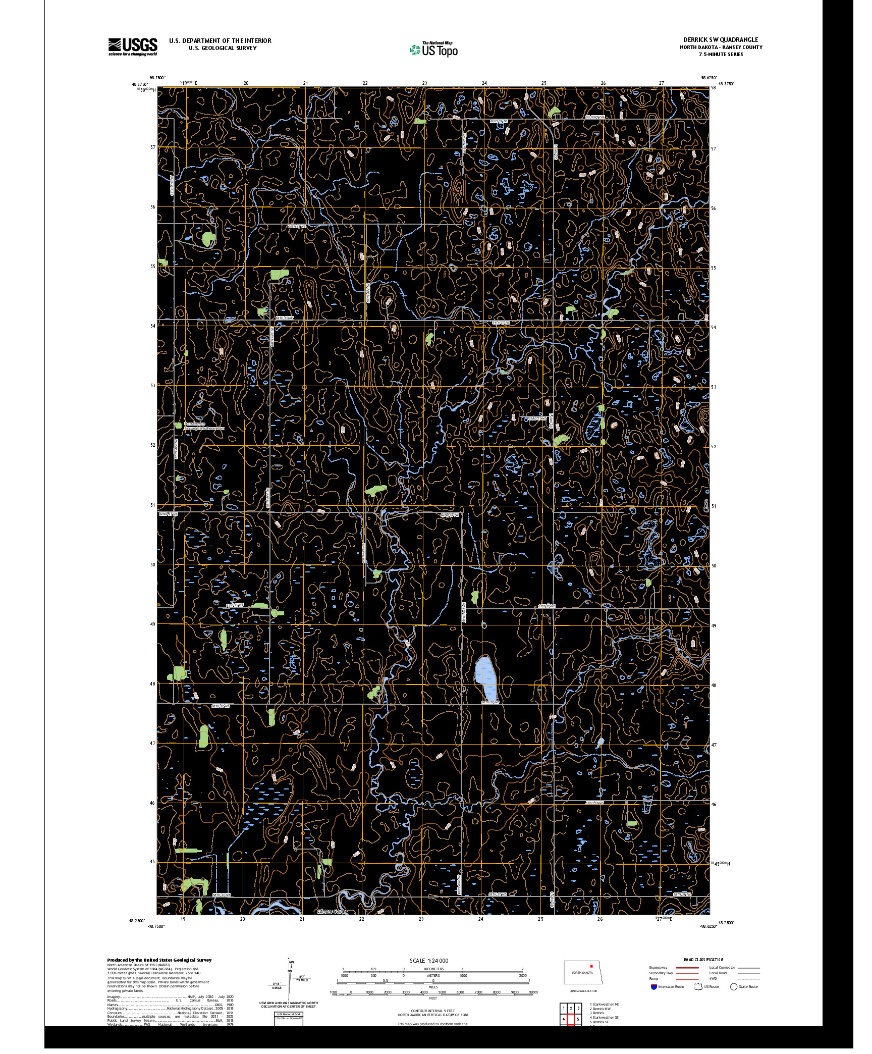 US TOPO 7.5-MINUTE MAP FOR DERRICK SW, ND