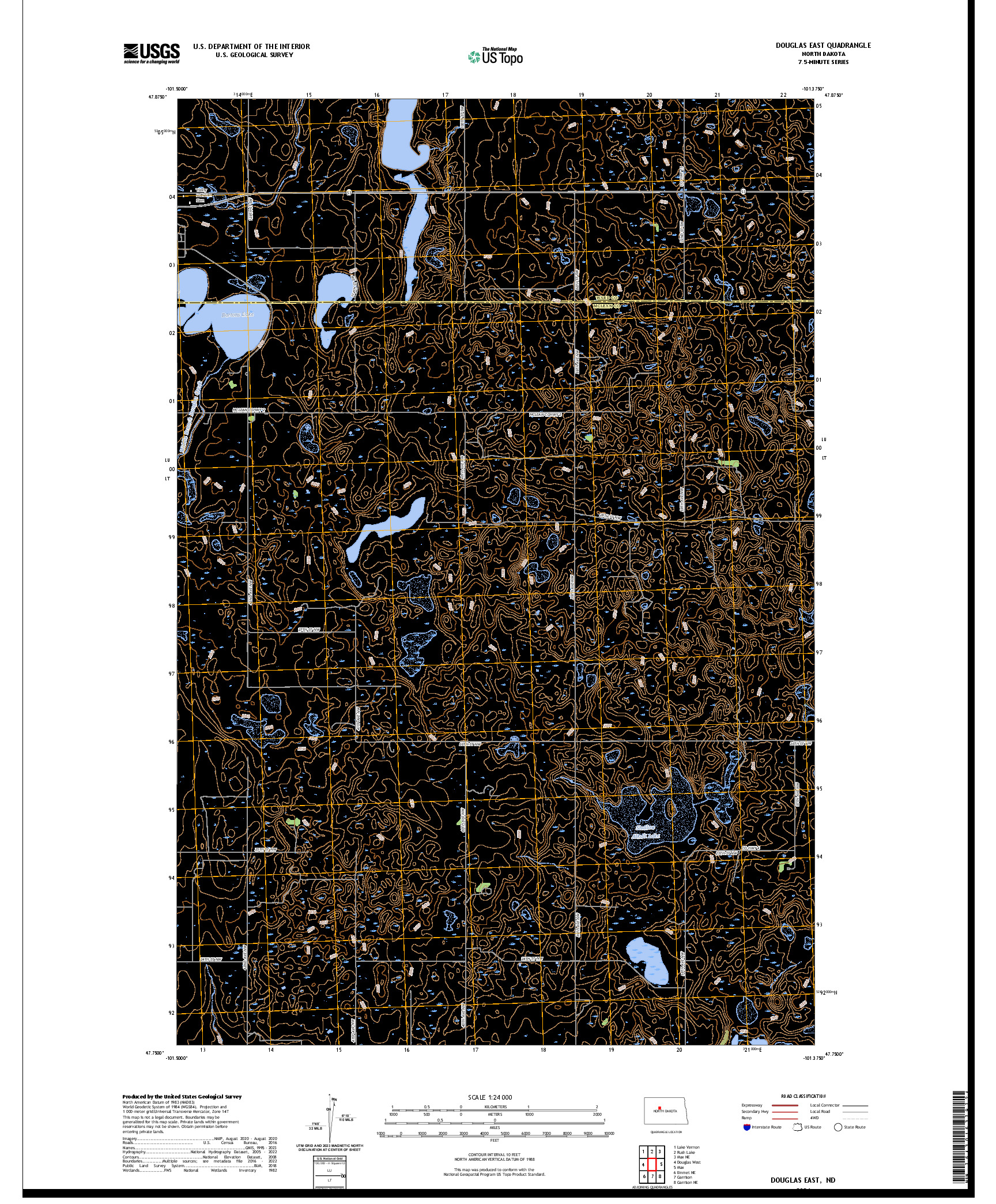 US TOPO 7.5-MINUTE MAP FOR DOUGLAS EAST, ND