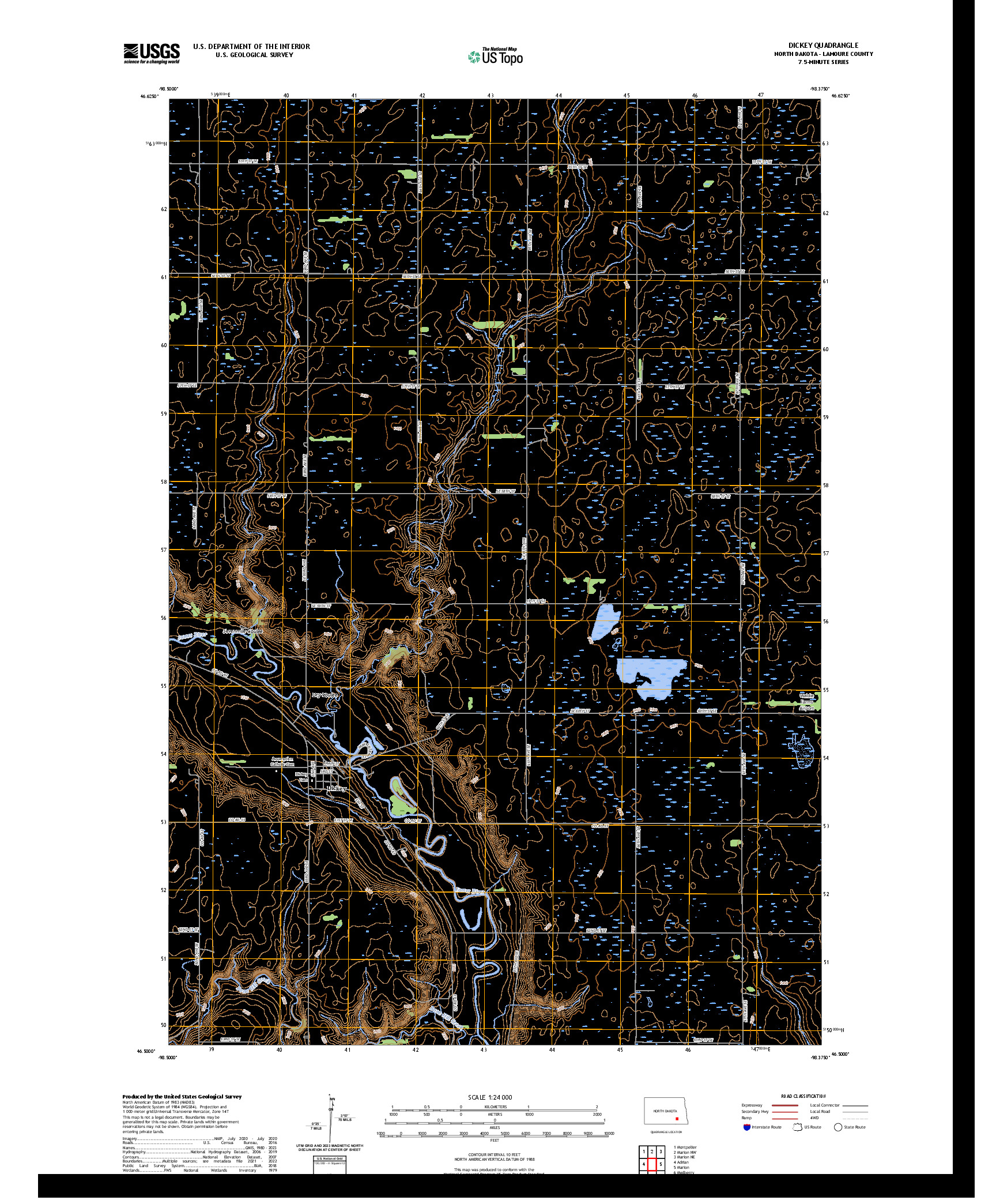 US TOPO 7.5-MINUTE MAP FOR DICKEY, ND