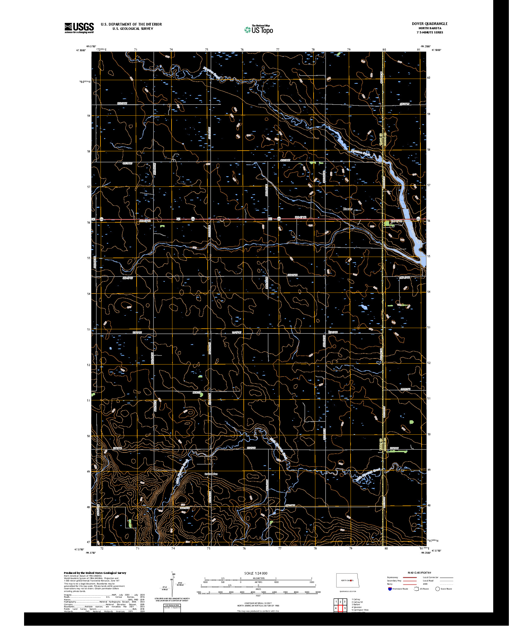 US TOPO 7.5-MINUTE MAP FOR DOVER, ND