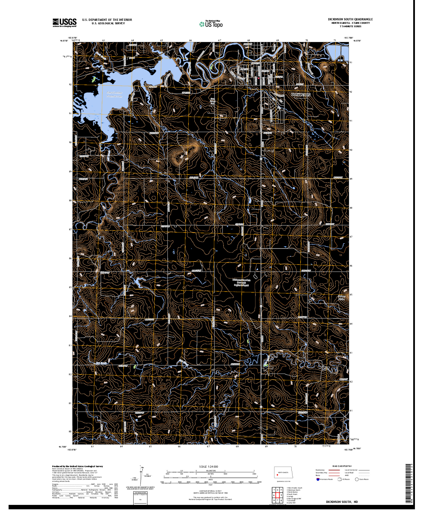 US TOPO 7.5-MINUTE MAP FOR DICKINSON SOUTH, ND