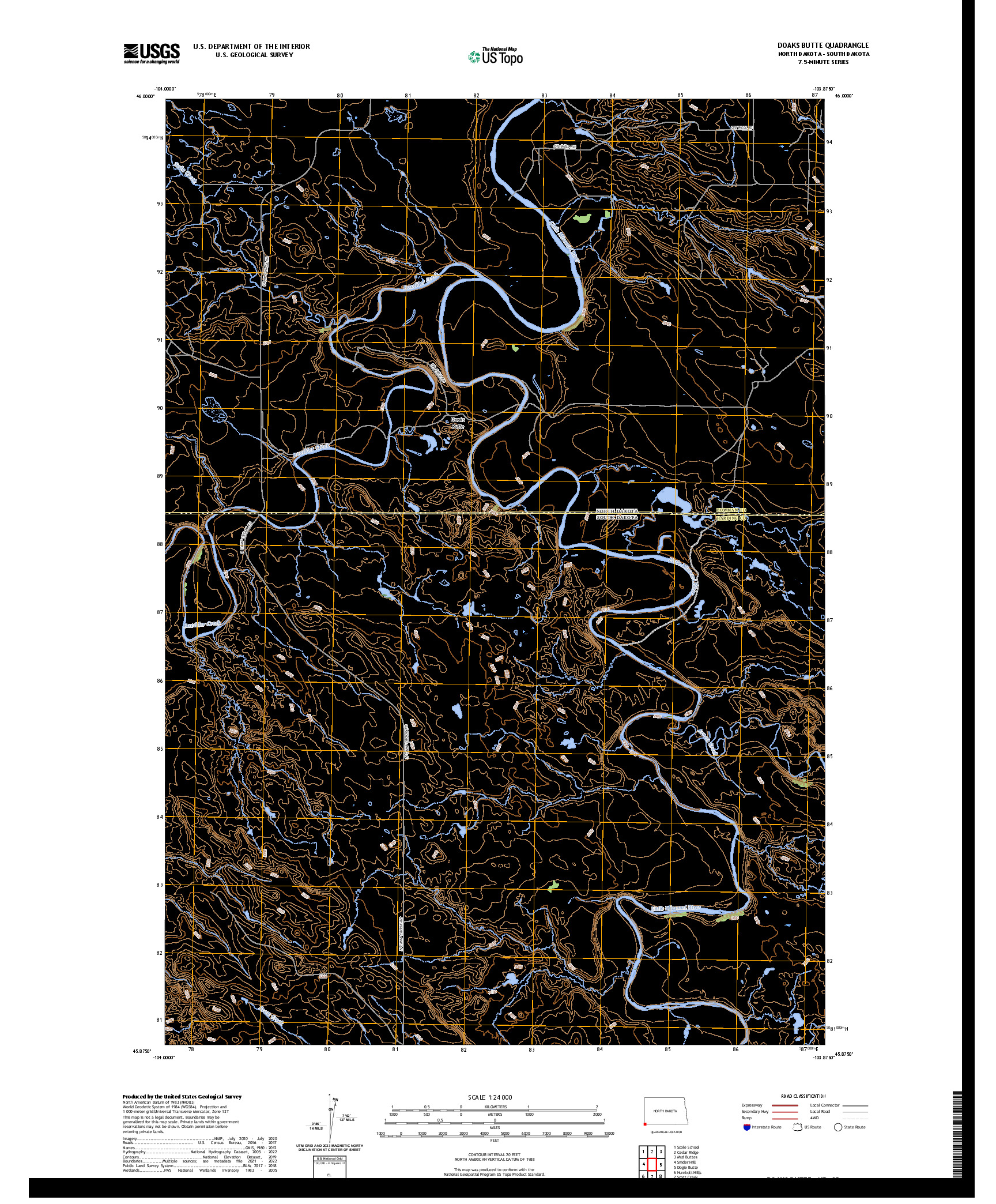 US TOPO 7.5-MINUTE MAP FOR DOAKS BUTTE, ND,SD