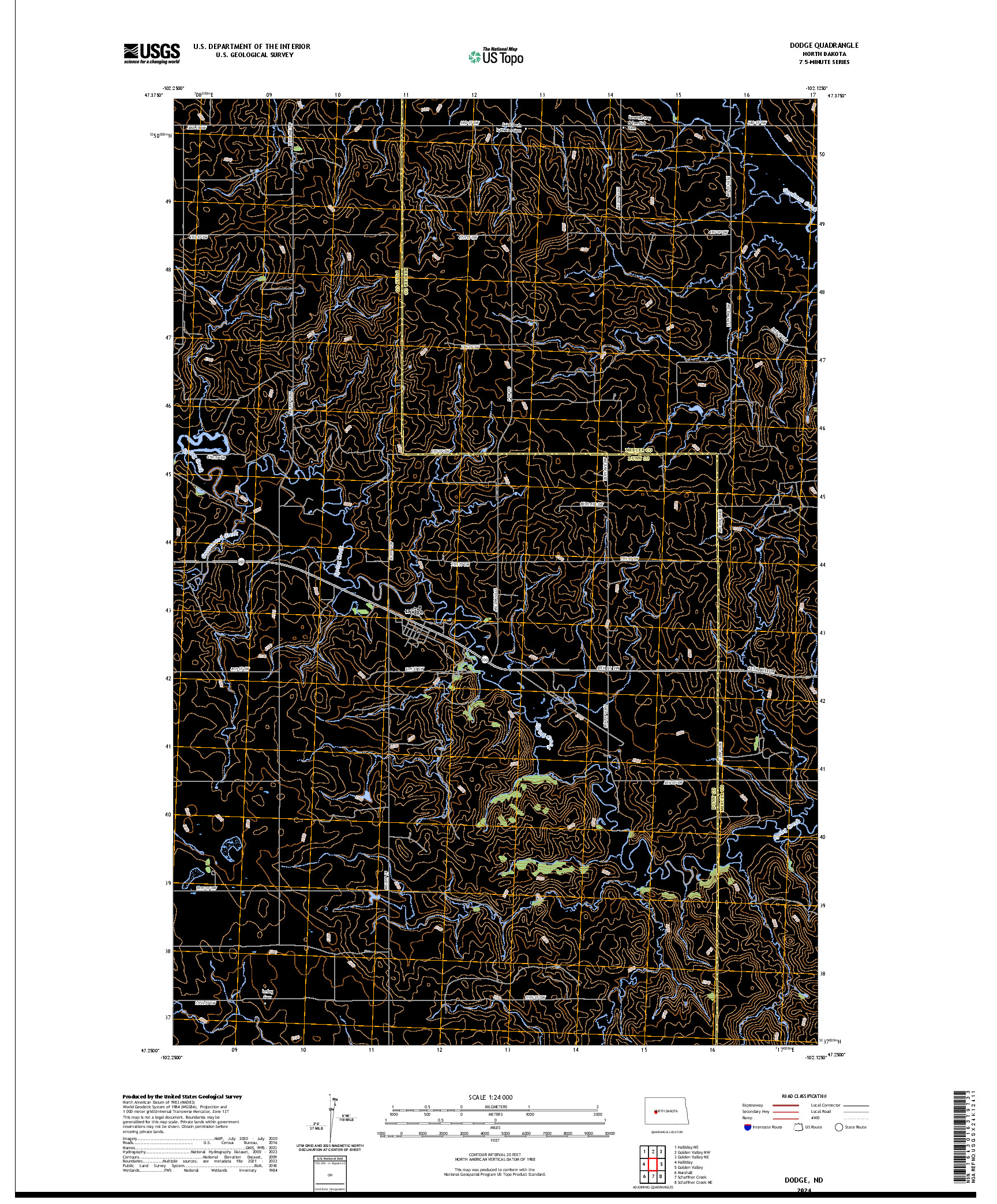 US TOPO 7.5-MINUTE MAP FOR DODGE, ND