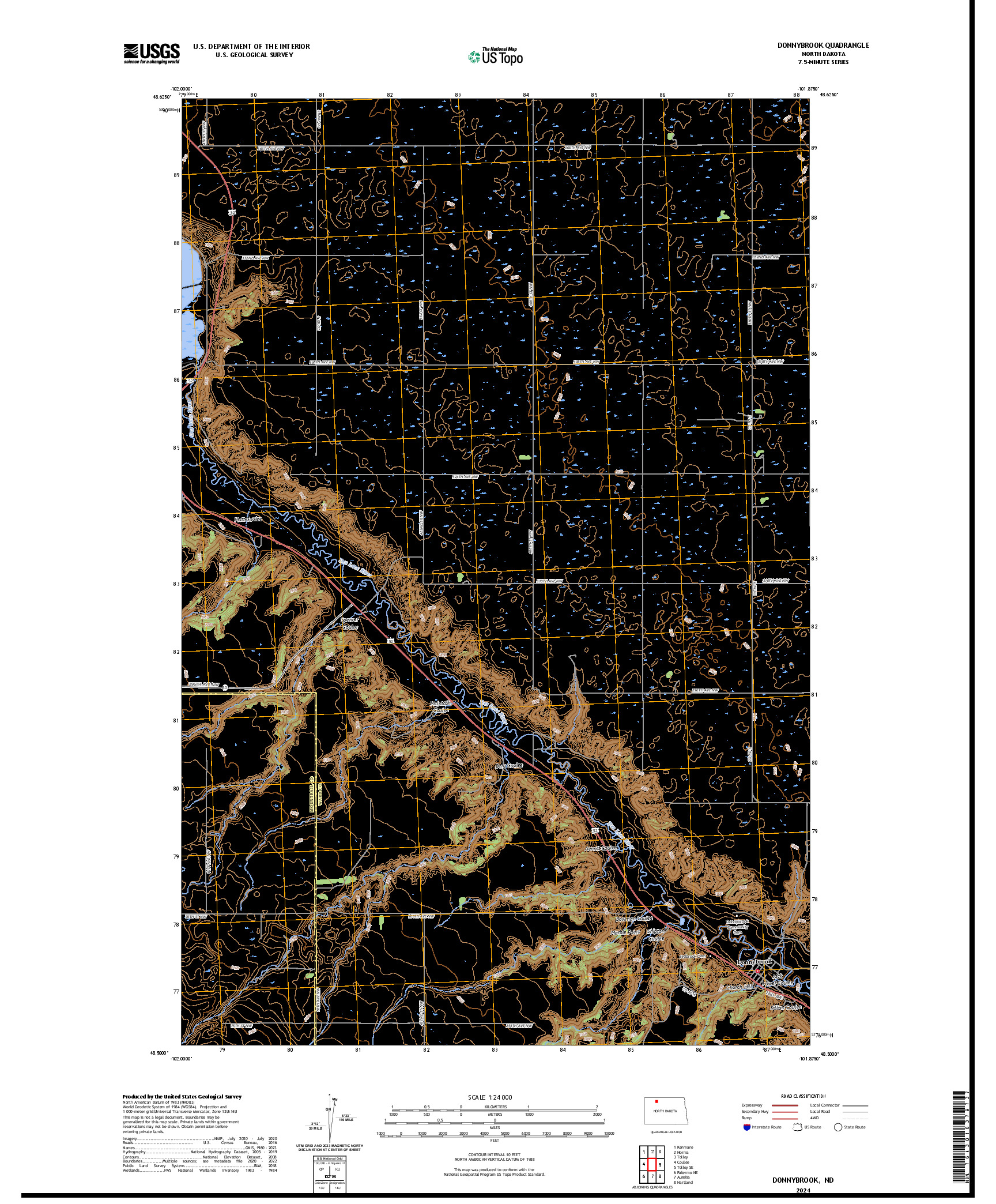 US TOPO 7.5-MINUTE MAP FOR DONNYBROOK, ND