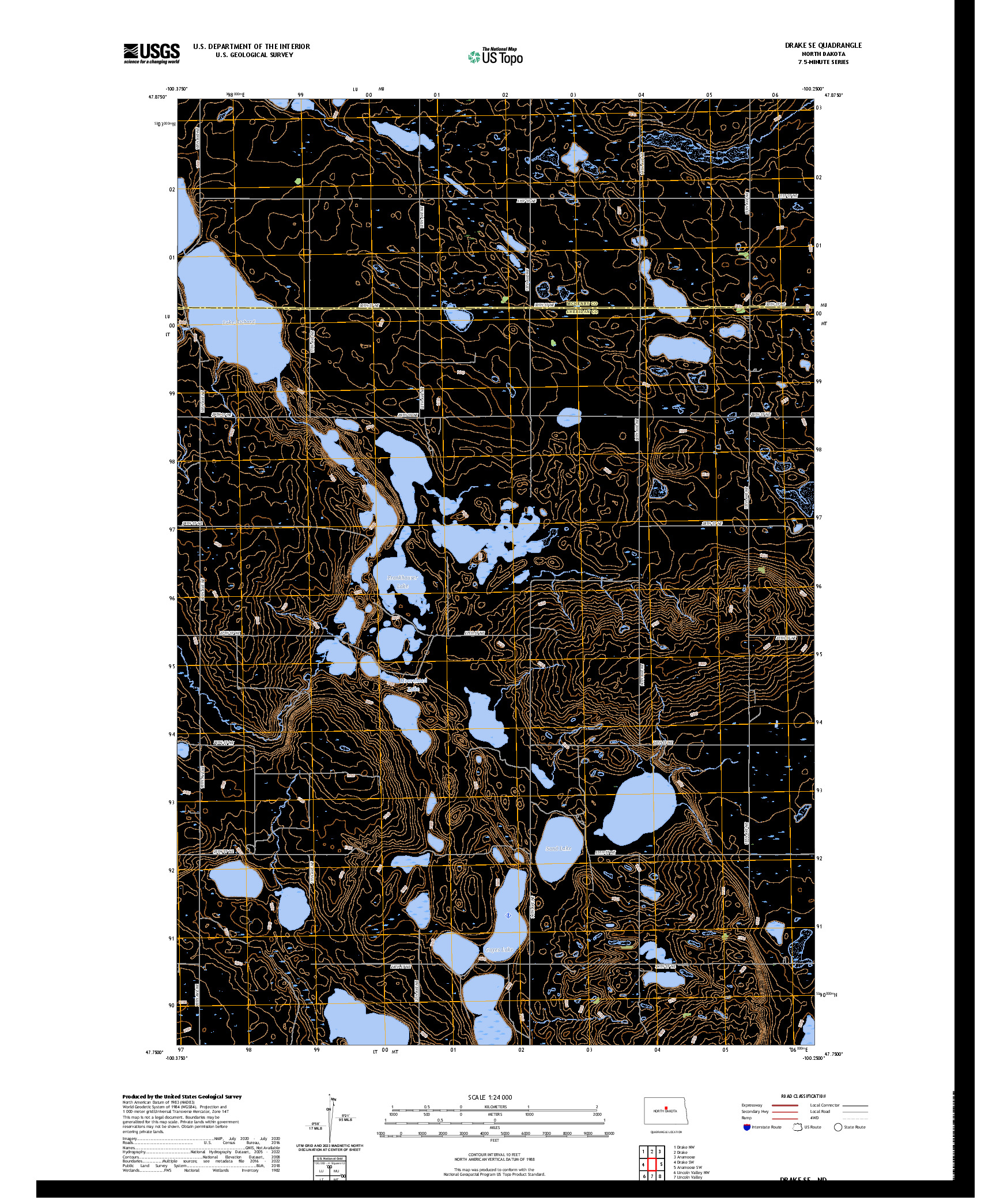 US TOPO 7.5-MINUTE MAP FOR DRAKE SE, ND