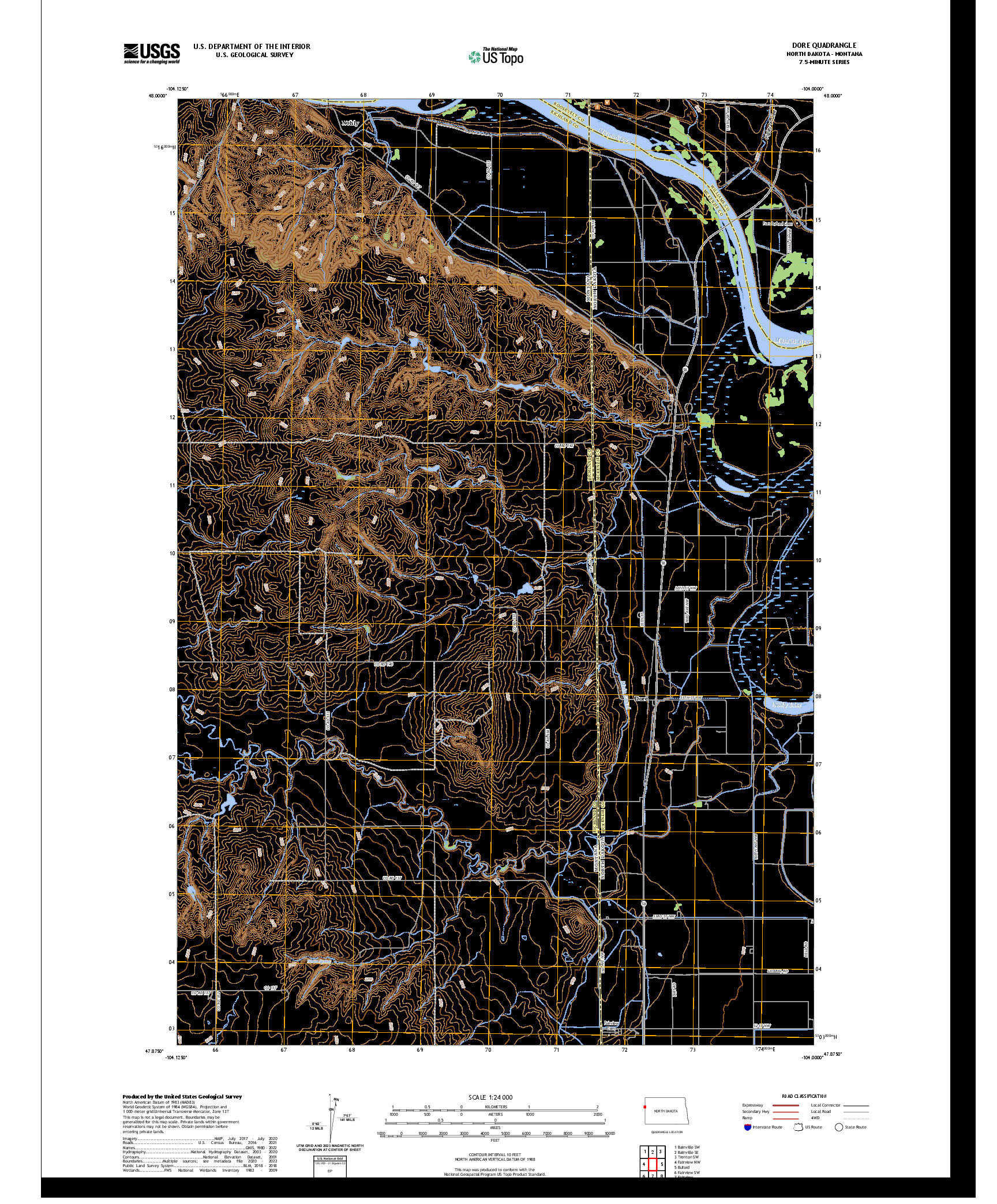 US TOPO 7.5-MINUTE MAP FOR DORE, ND,MT