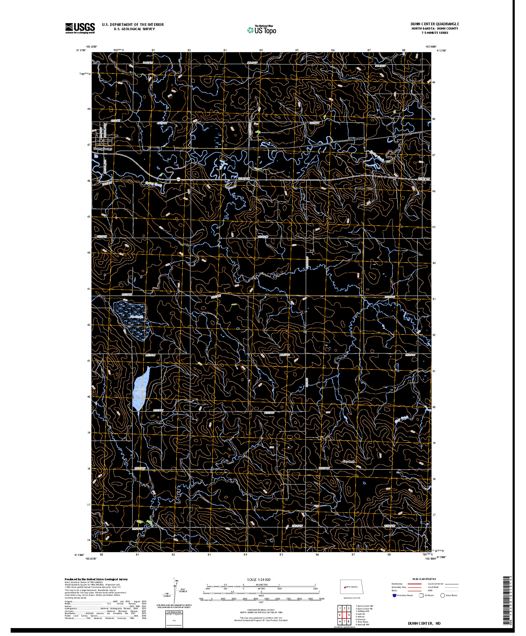 US TOPO 7.5-MINUTE MAP FOR DUNN CENTER, ND
