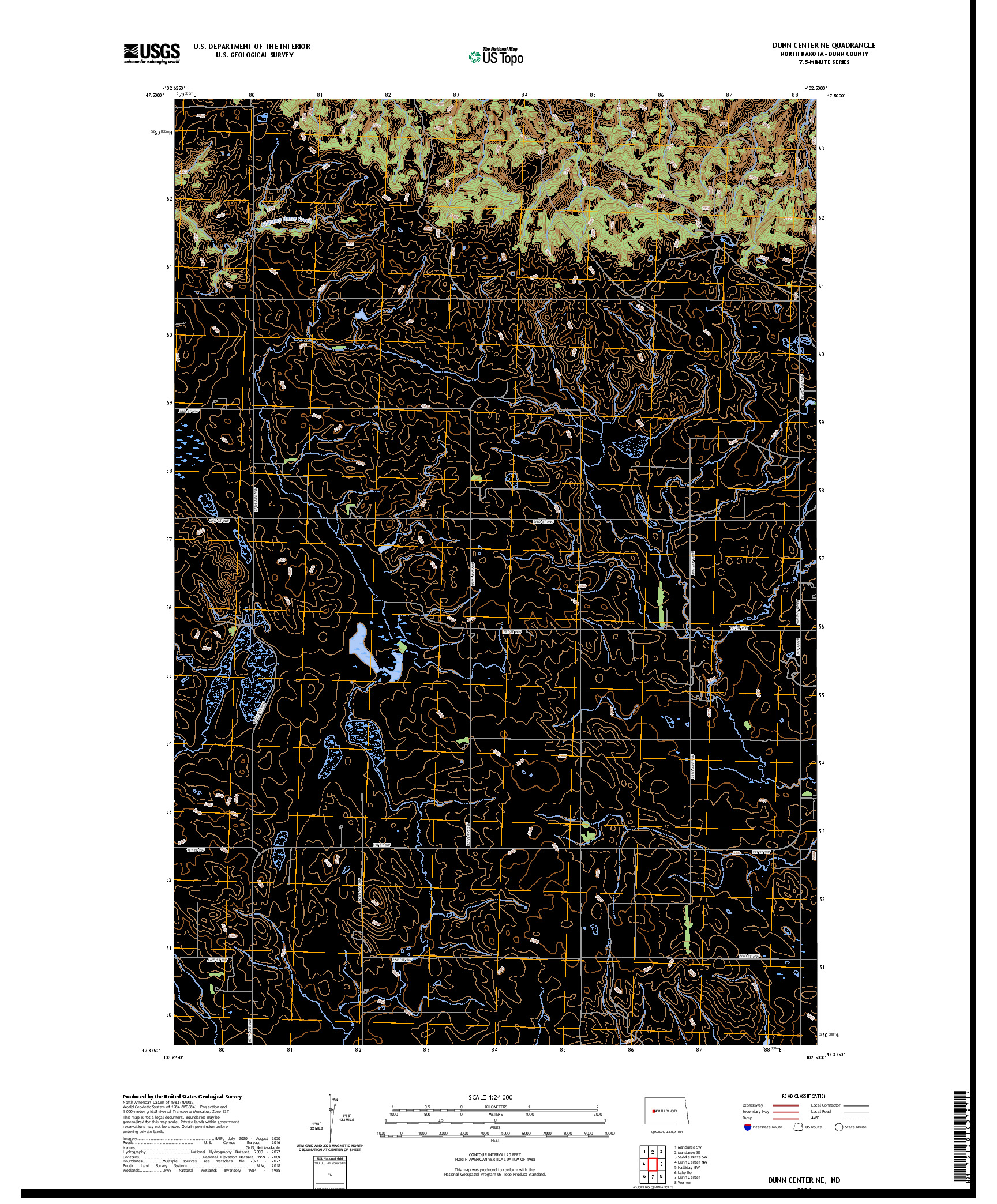 US TOPO 7.5-MINUTE MAP FOR DUNN CENTER NE, ND