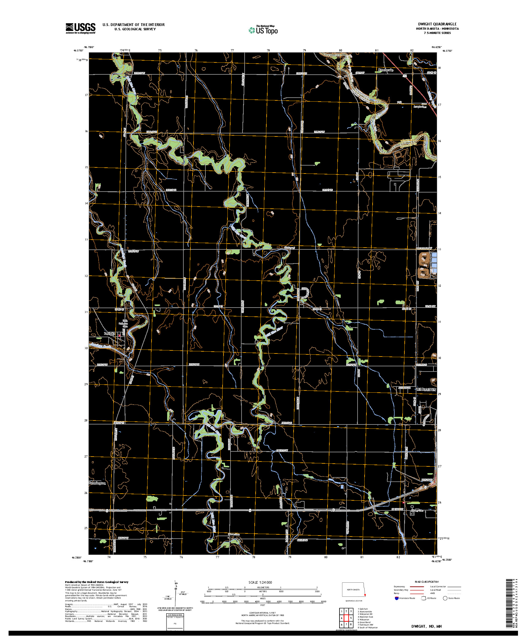 US TOPO 7.5-MINUTE MAP FOR DWIGHT, ND,MN