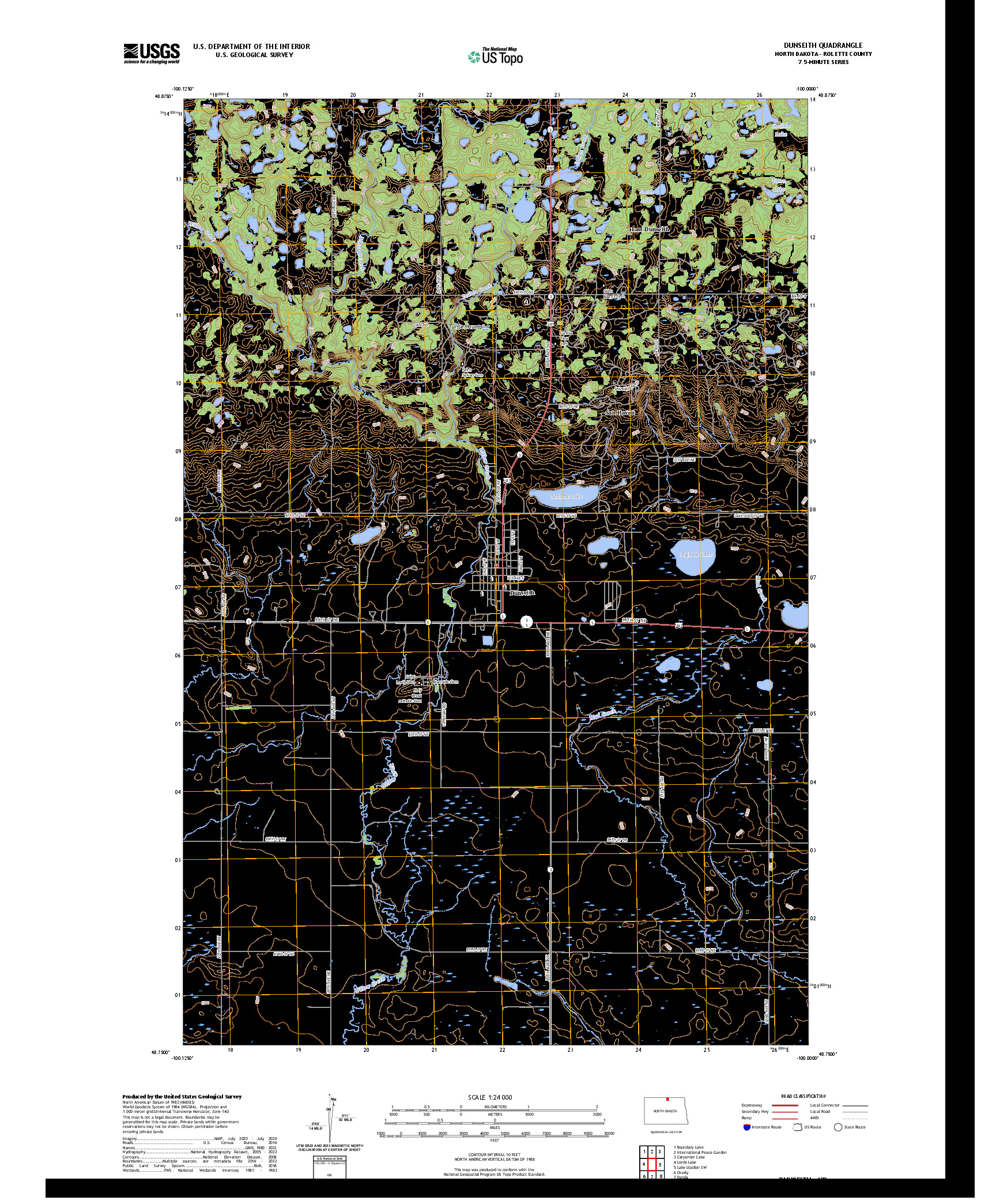 US TOPO 7.5-MINUTE MAP FOR DUNSEITH, ND
