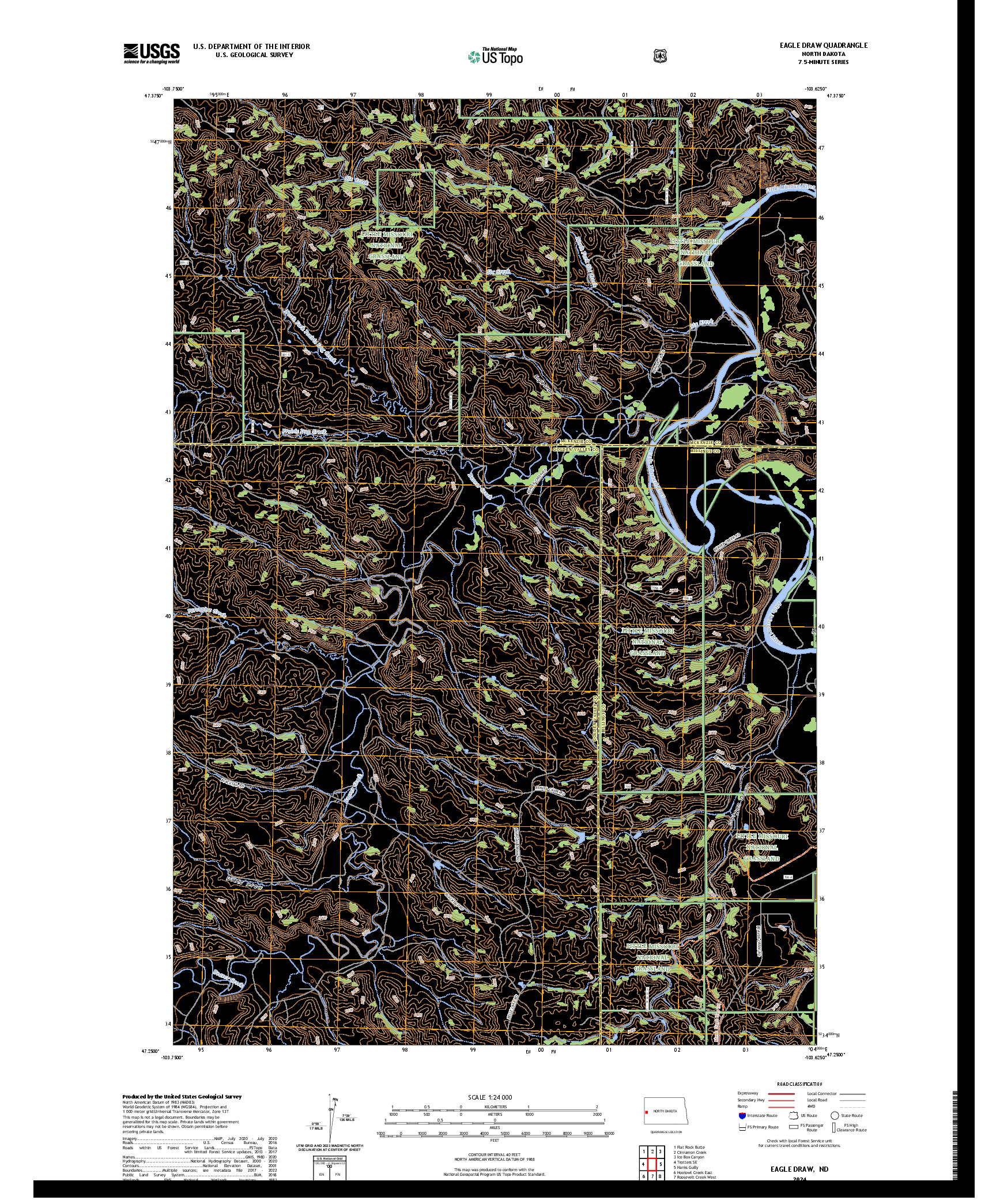 US TOPO 7.5-MINUTE MAP FOR EAGLE DRAW, ND