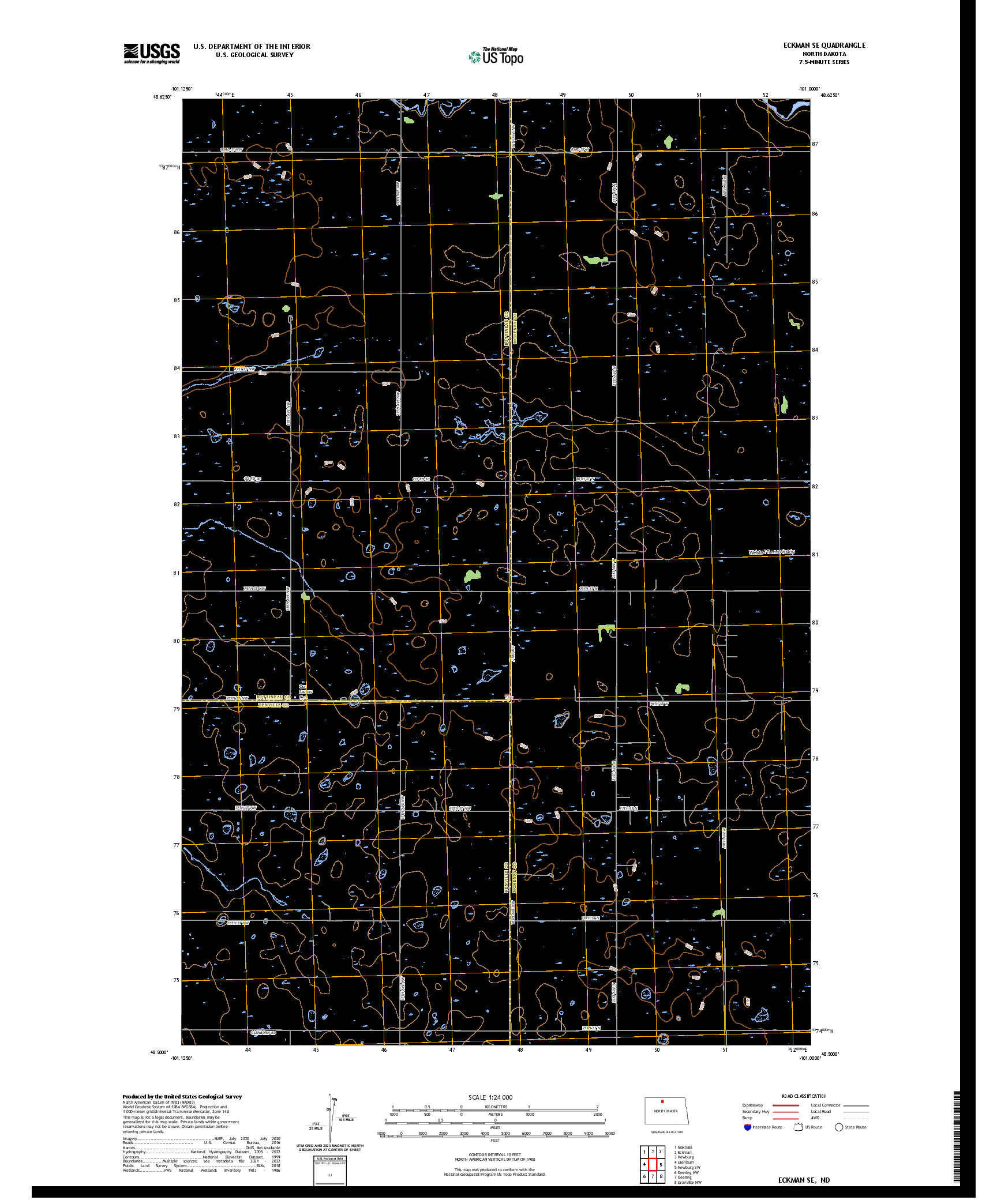 US TOPO 7.5-MINUTE MAP FOR ECKMAN SE, ND