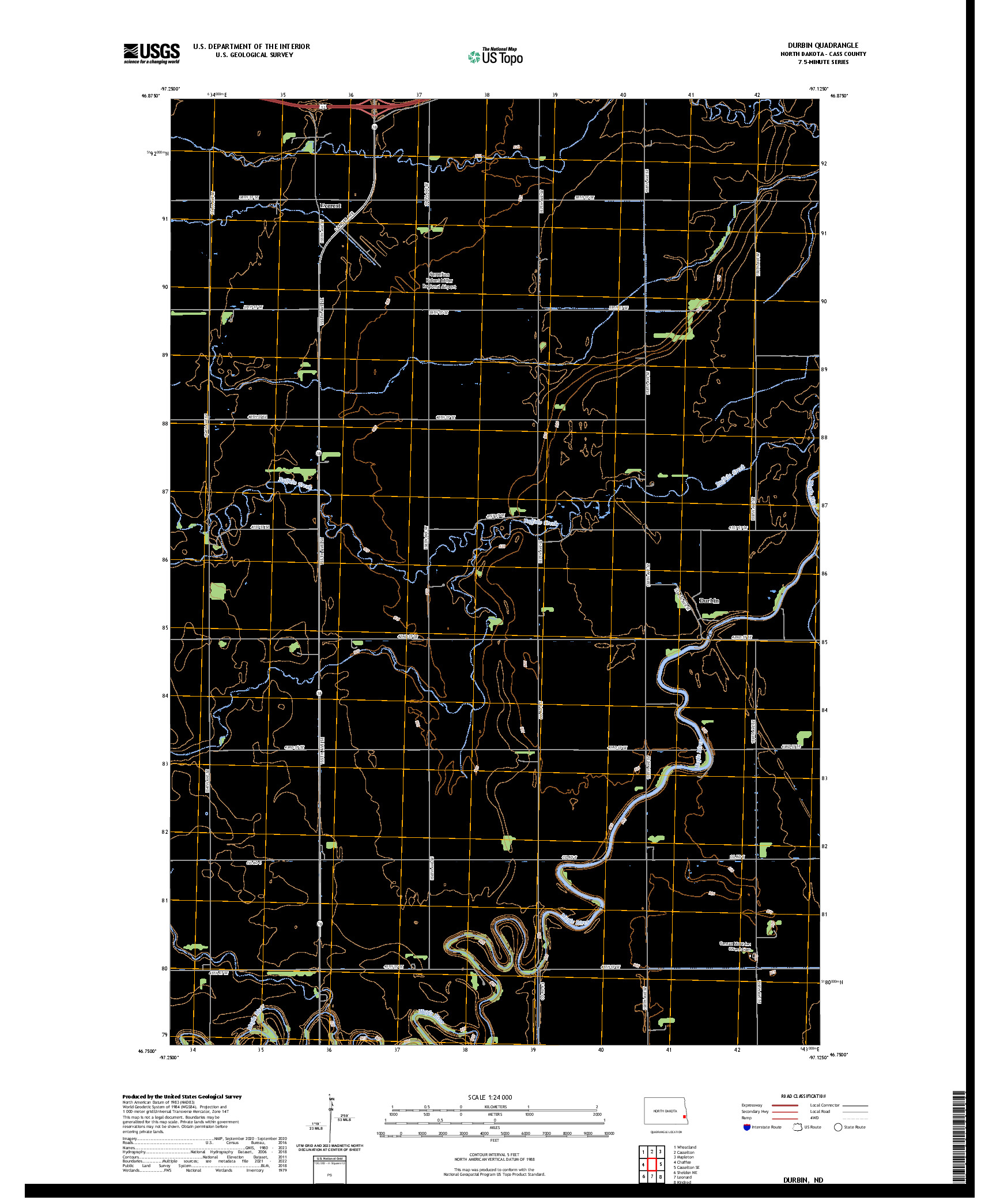 US TOPO 7.5-MINUTE MAP FOR DURBIN, ND
