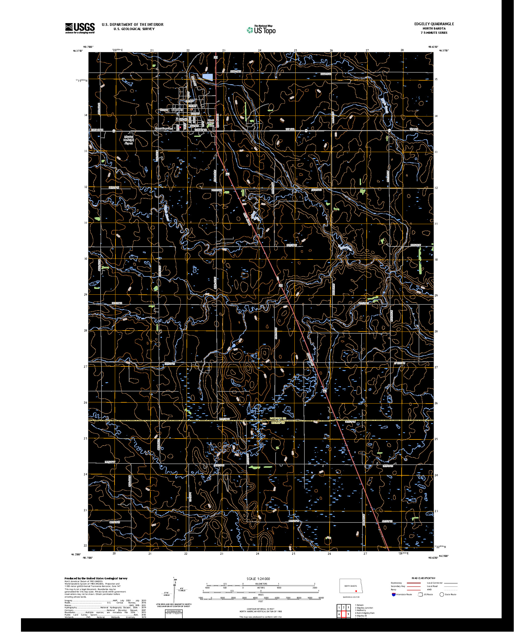 US TOPO 7.5-MINUTE MAP FOR EDGELEY, ND