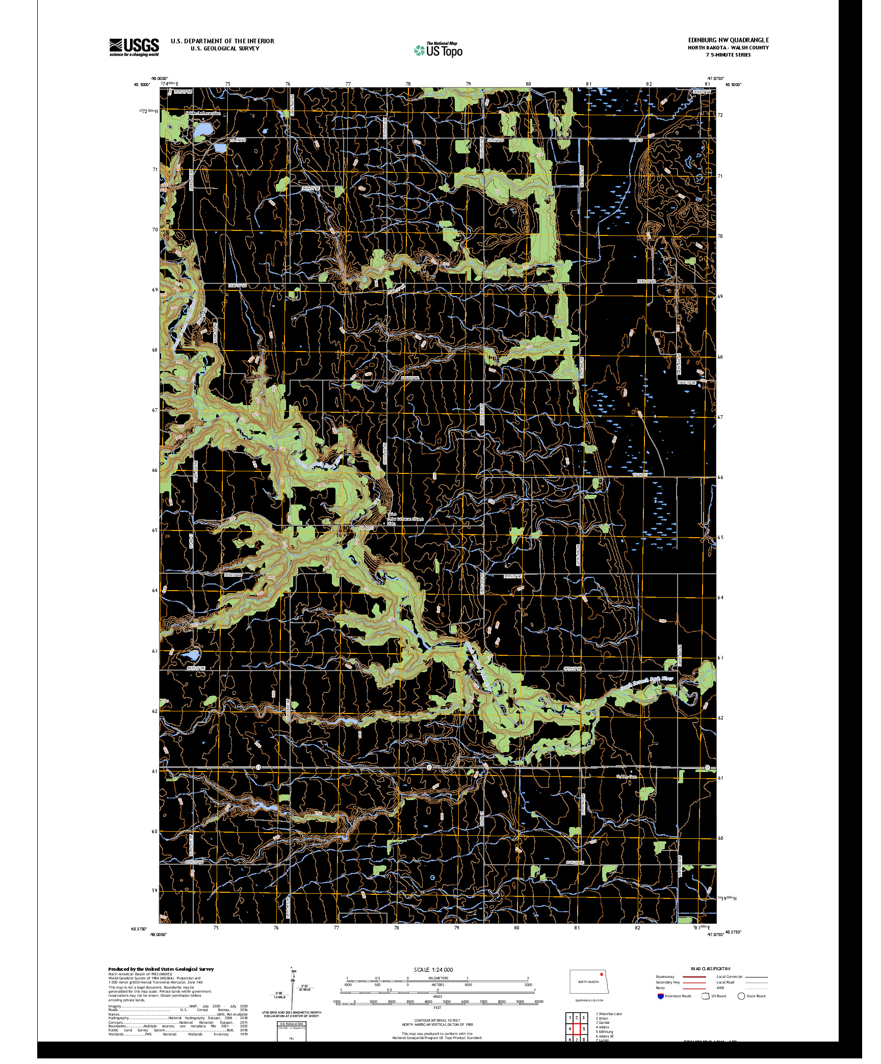 US TOPO 7.5-MINUTE MAP FOR EDINBURG NW, ND