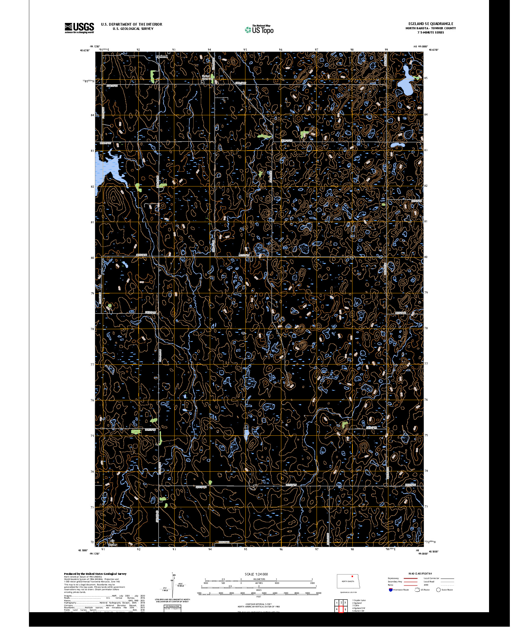 US TOPO 7.5-MINUTE MAP FOR EGELAND SE, ND