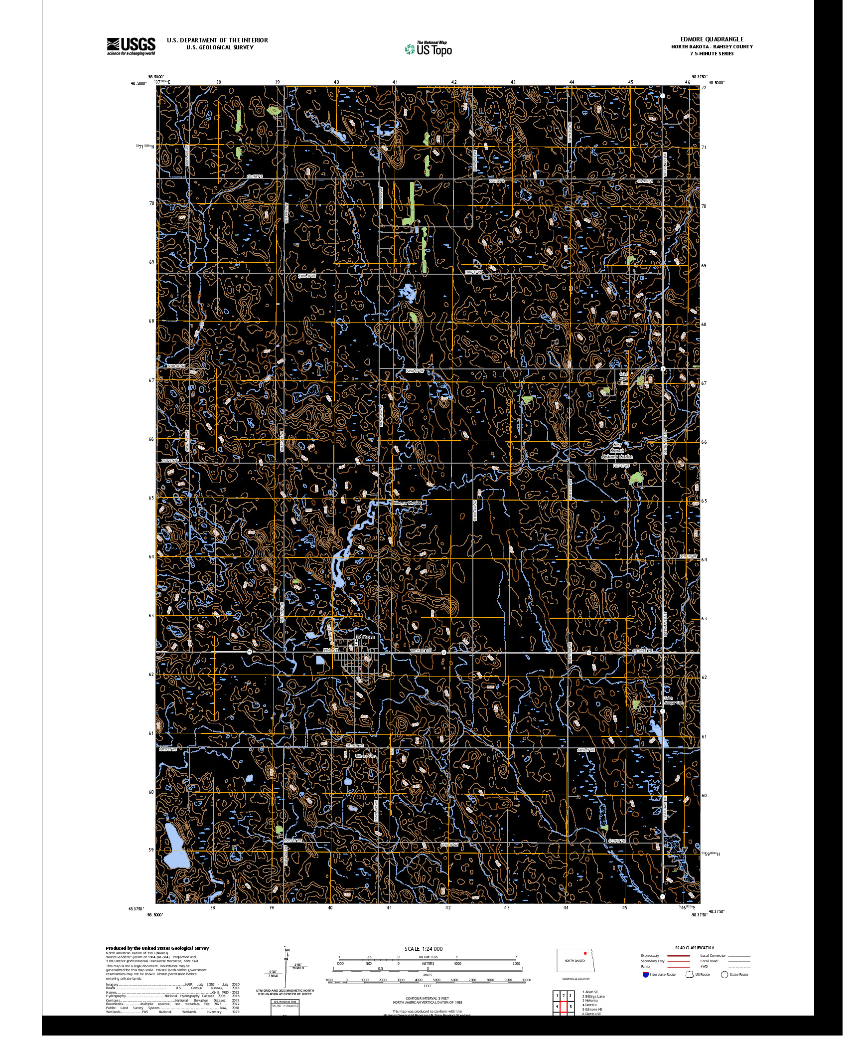 US TOPO 7.5-MINUTE MAP FOR EDMORE, ND