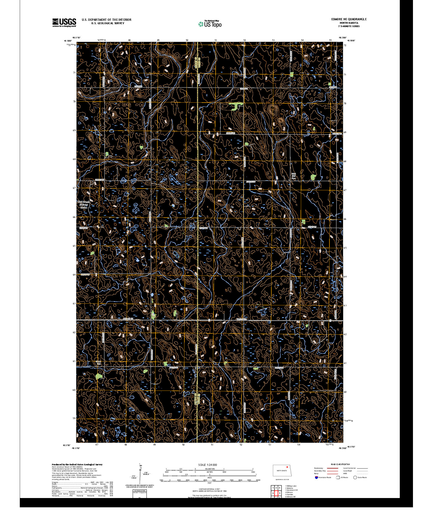 US TOPO 7.5-MINUTE MAP FOR EDMORE NE, ND
