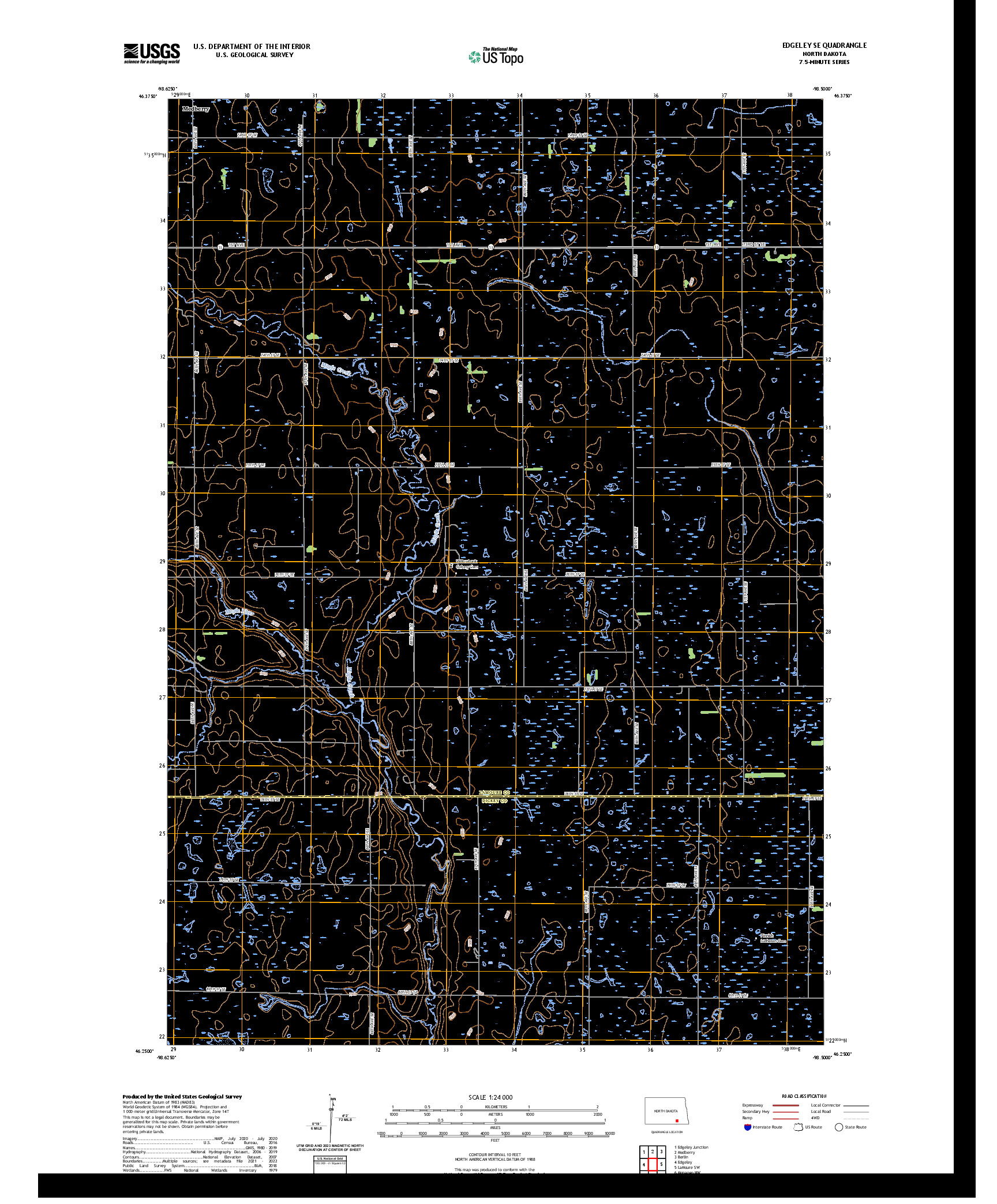 US TOPO 7.5-MINUTE MAP FOR EDGELEY SE, ND