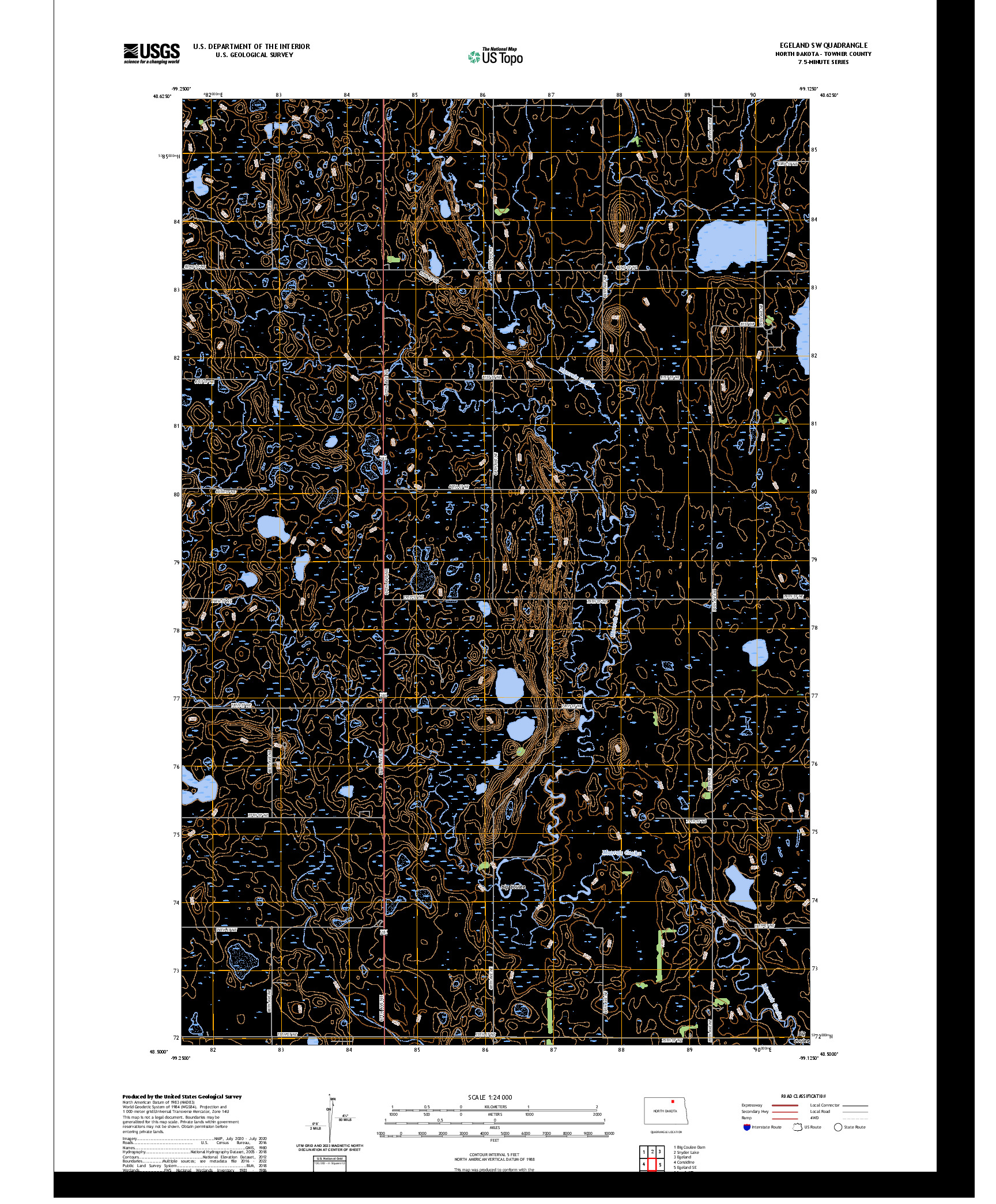 US TOPO 7.5-MINUTE MAP FOR EGELAND SW, ND