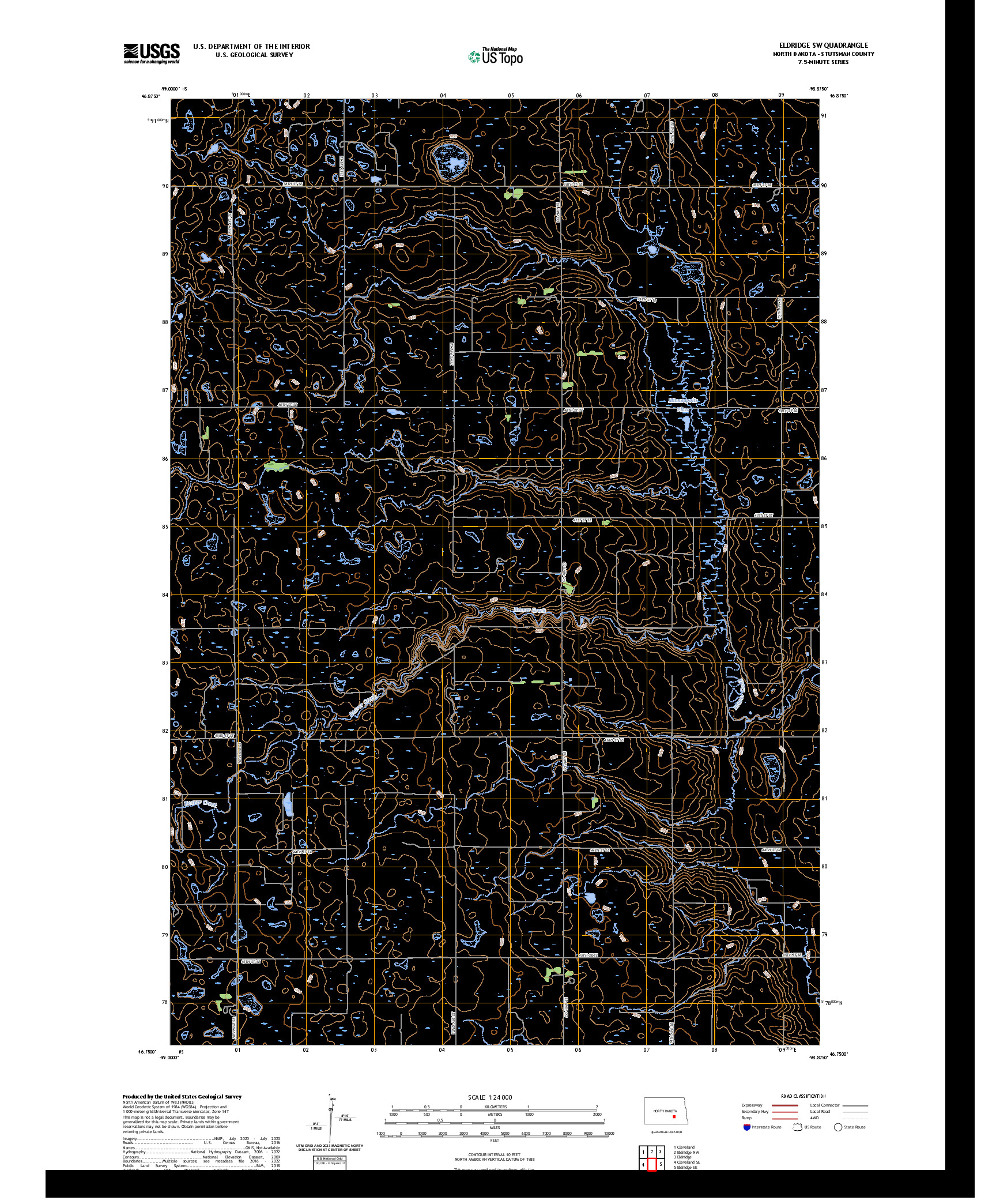 US TOPO 7.5-MINUTE MAP FOR ELDRIDGE SW, ND