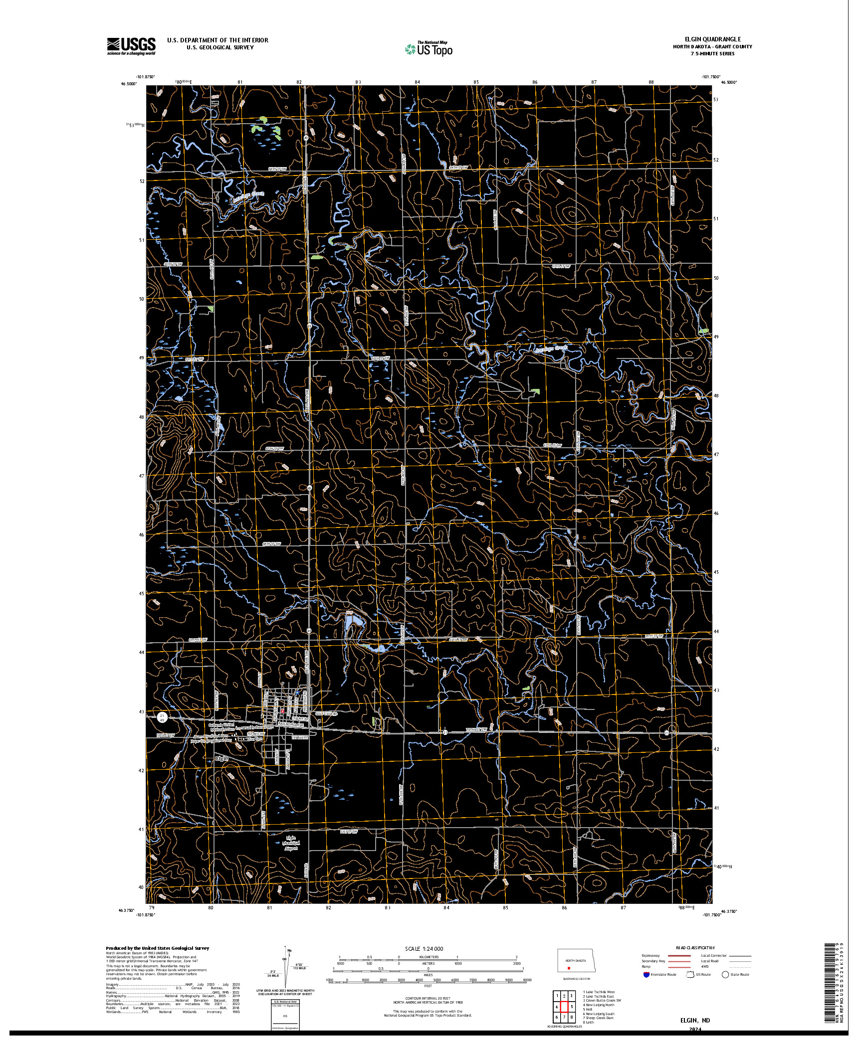 US TOPO 7.5-MINUTE MAP FOR ELGIN, ND