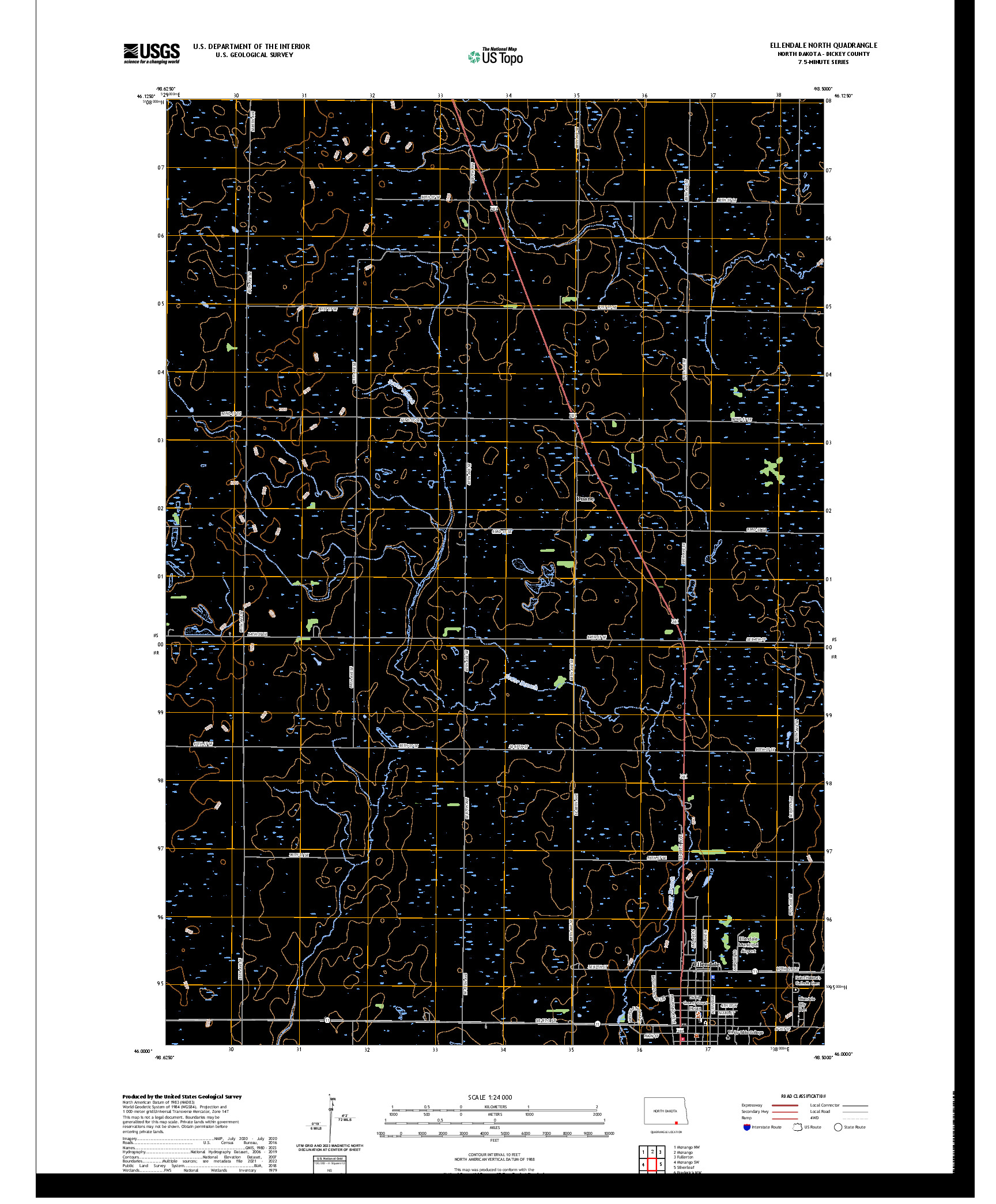 US TOPO 7.5-MINUTE MAP FOR ELLENDALE NORTH, ND