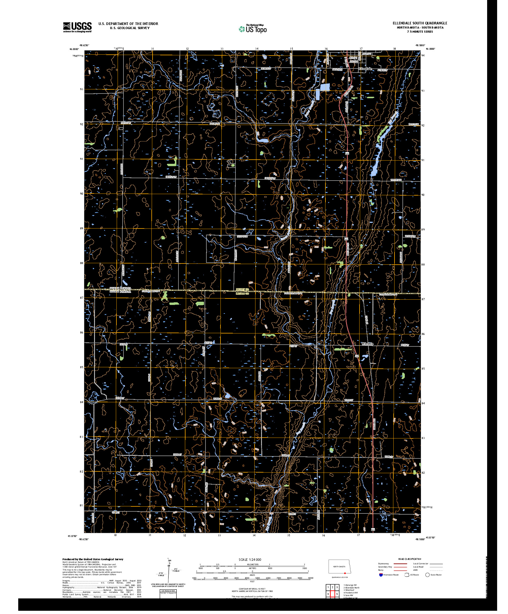 US TOPO 7.5-MINUTE MAP FOR ELLENDALE SOUTH, ND,SD