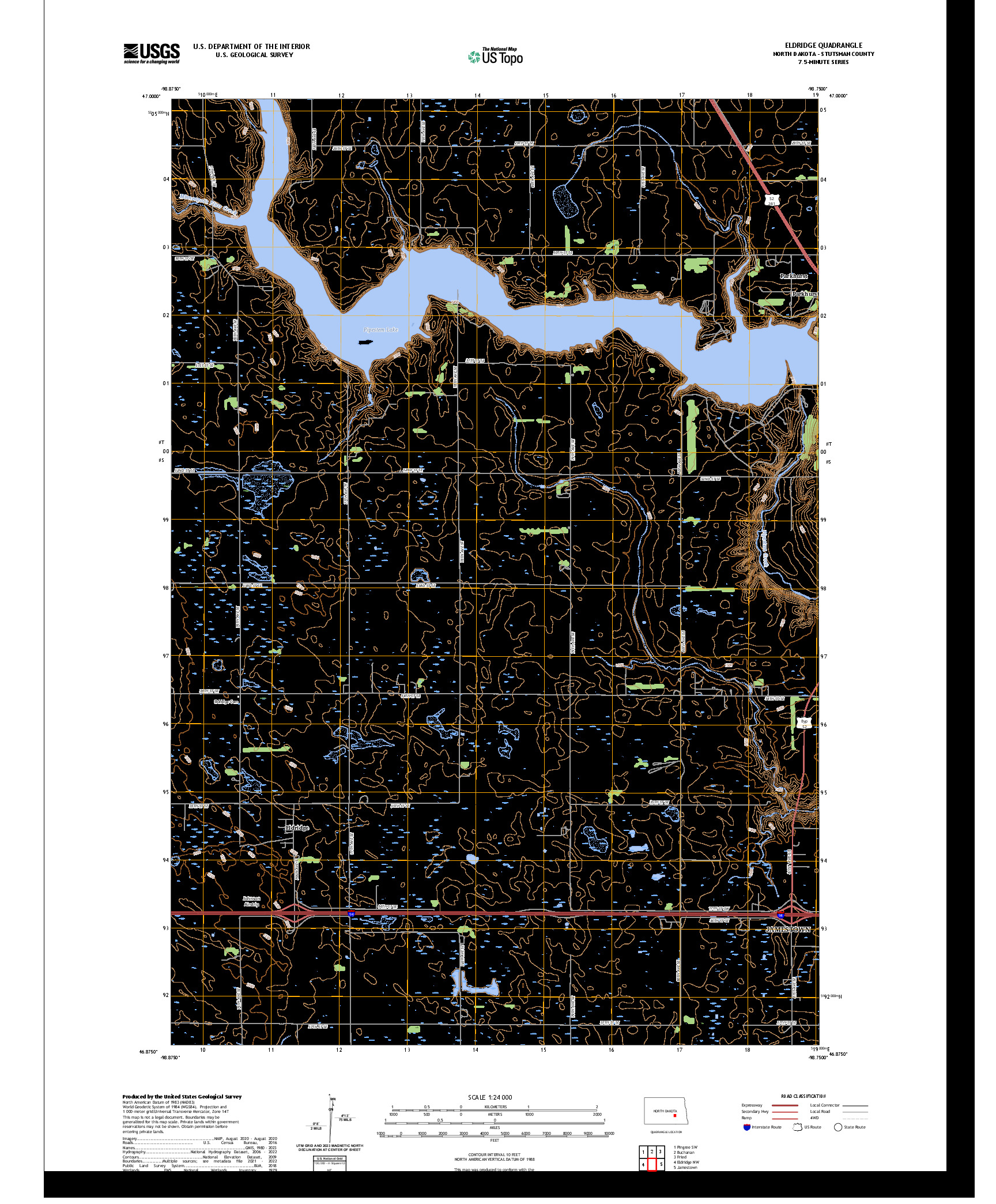 US TOPO 7.5-MINUTE MAP FOR ELDRIDGE, ND