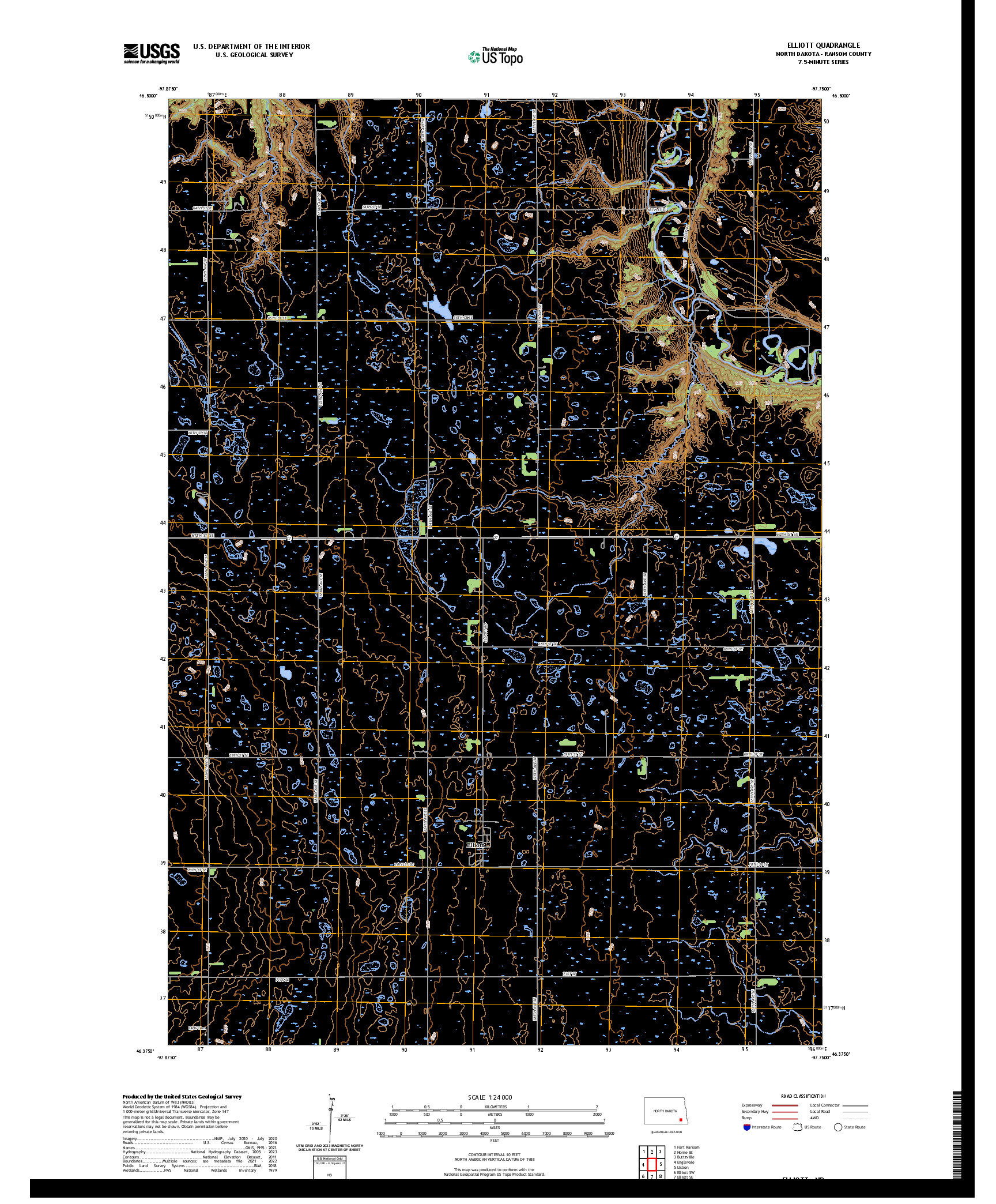 US TOPO 7.5-MINUTE MAP FOR ELLIOTT, ND