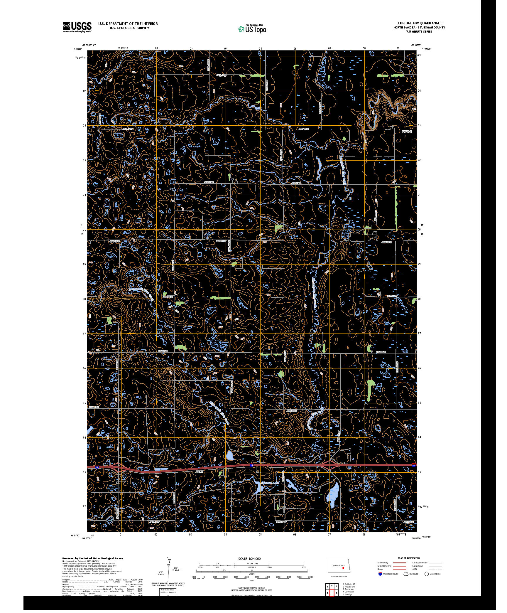 US TOPO 7.5-MINUTE MAP FOR ELDRIDGE NW, ND