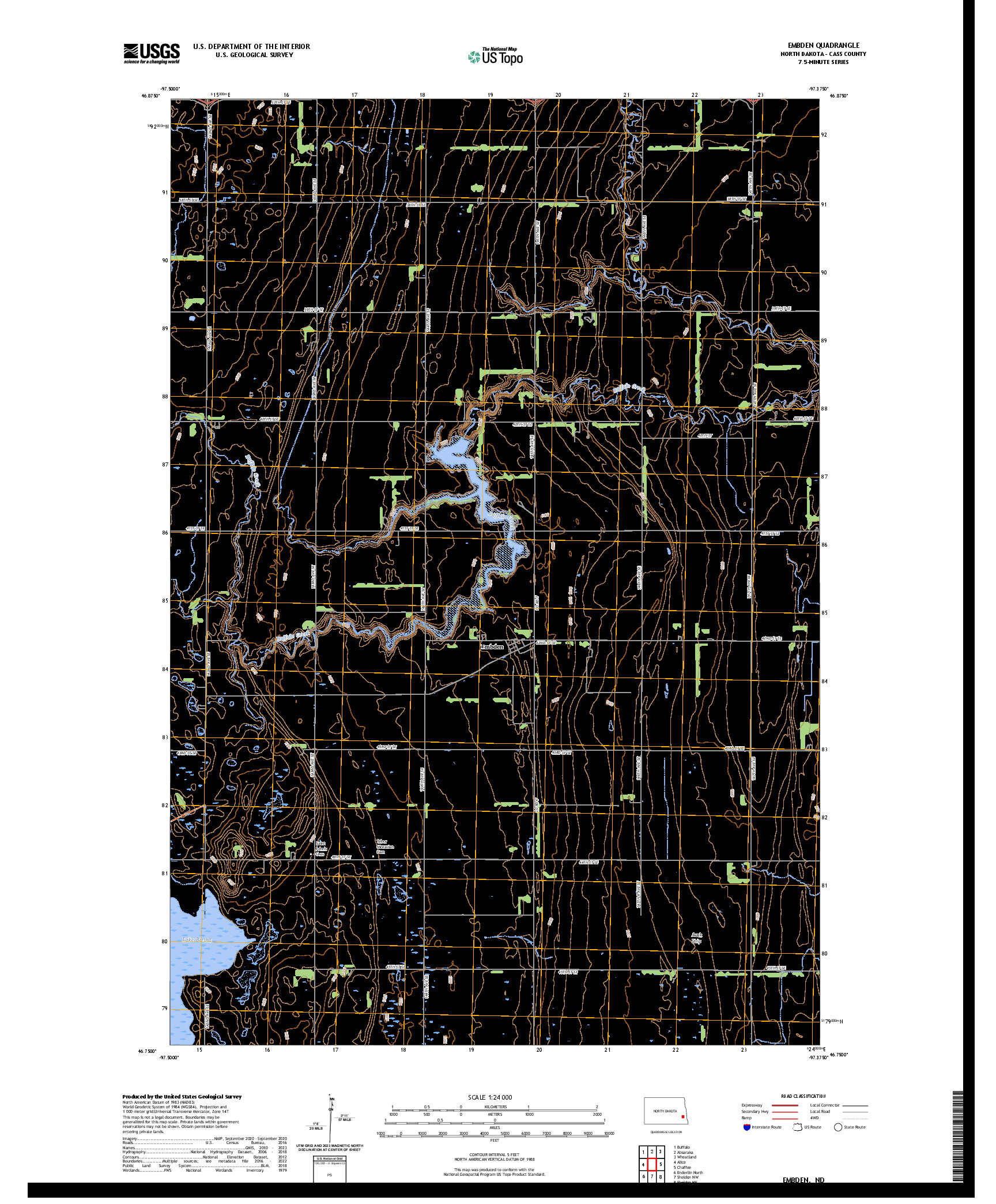 US TOPO 7.5-MINUTE MAP FOR EMBDEN, ND