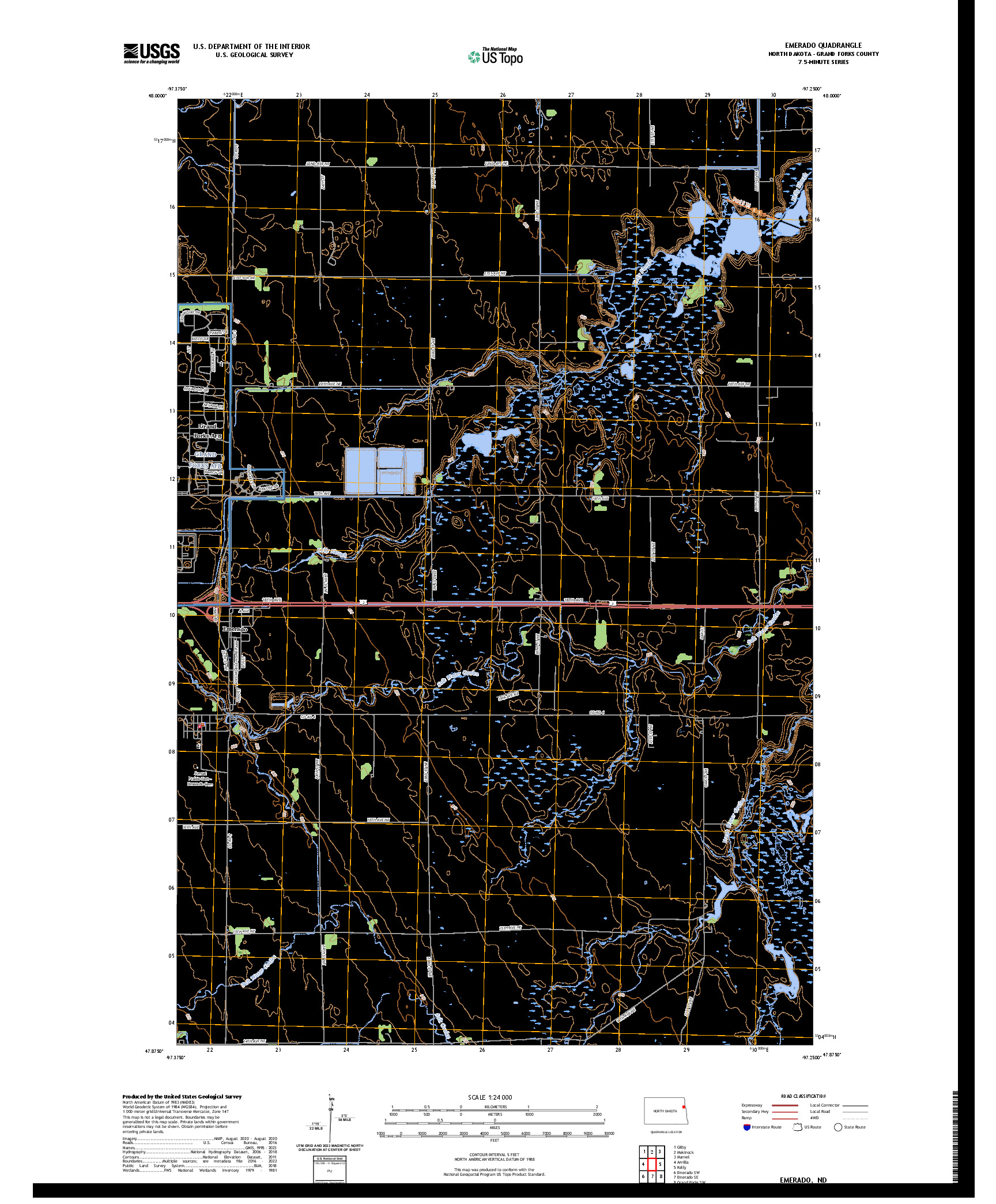 US TOPO 7.5-MINUTE MAP FOR EMERADO, ND