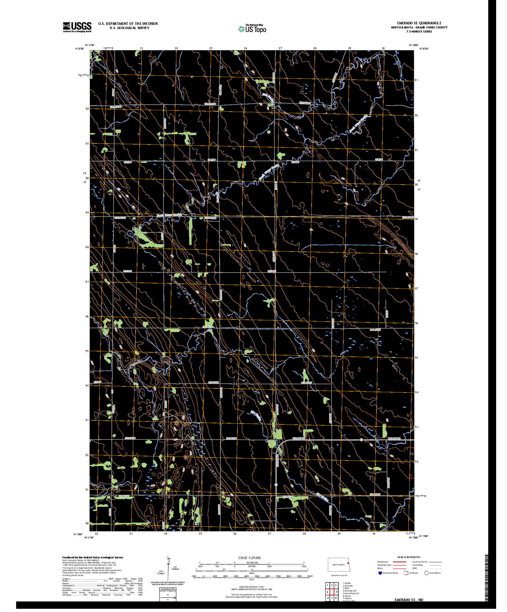 US TOPO 7.5-MINUTE MAP FOR EMERADO SE, ND