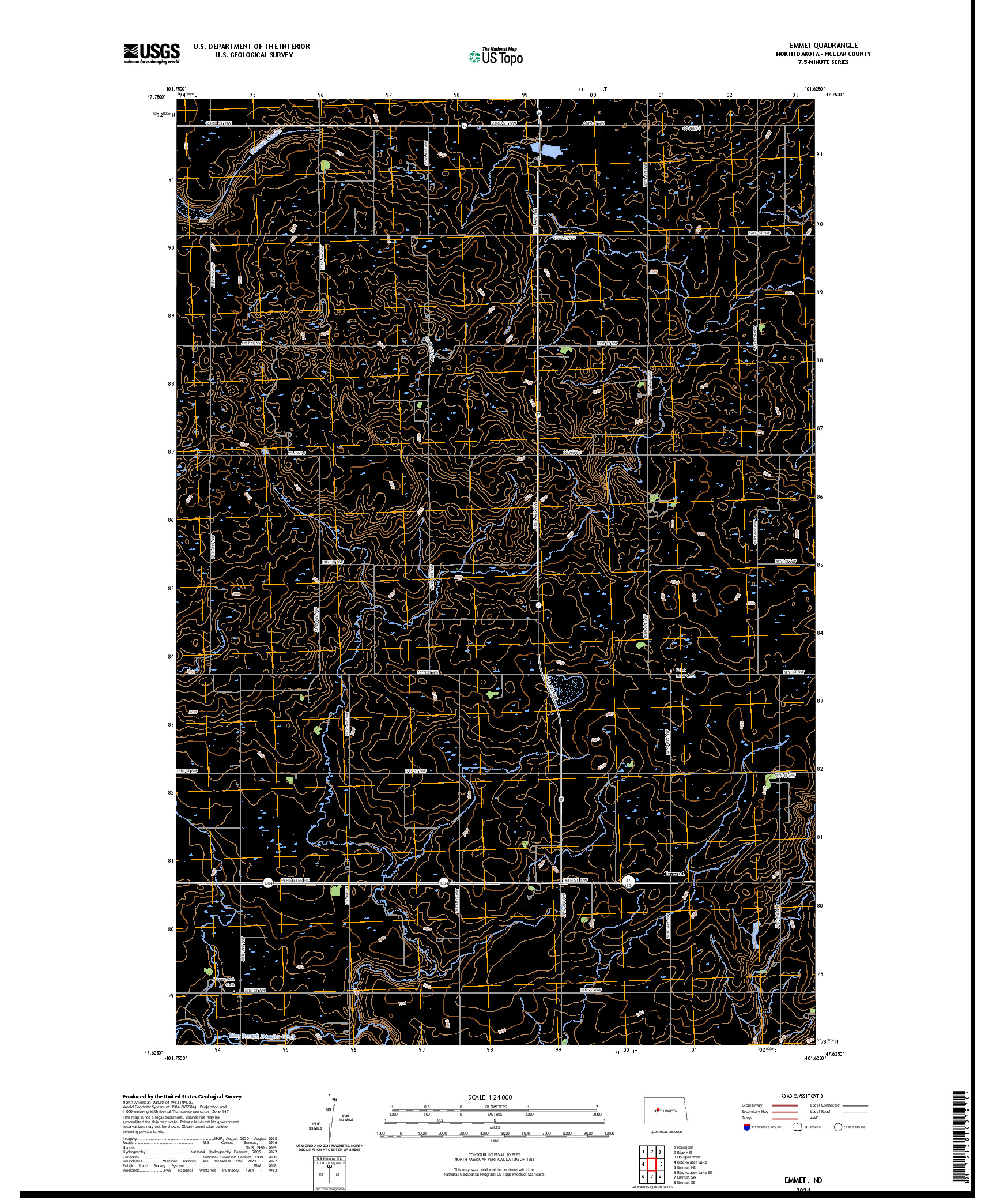 US TOPO 7.5-MINUTE MAP FOR EMMET, ND