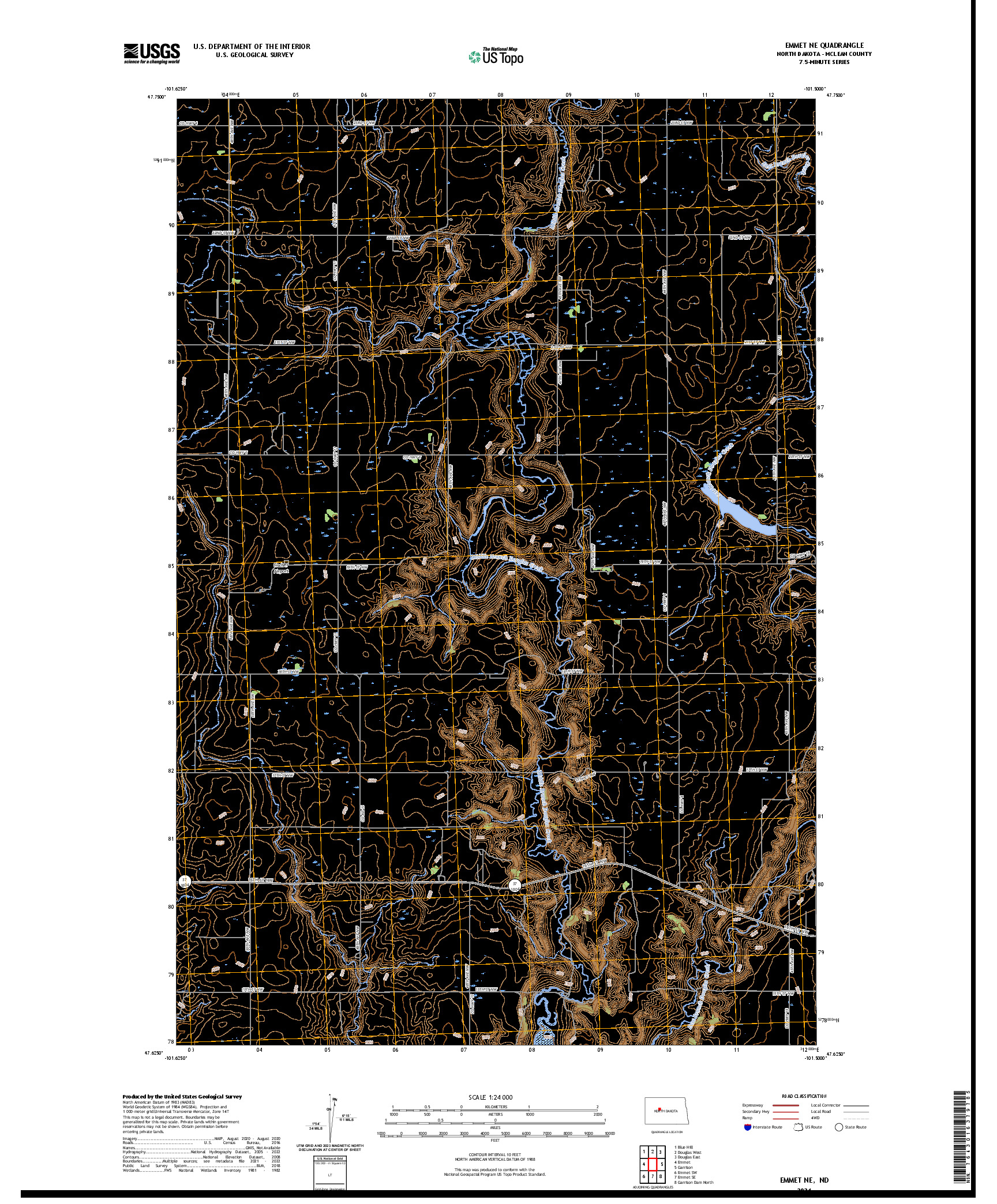 US TOPO 7.5-MINUTE MAP FOR EMMET NE, ND