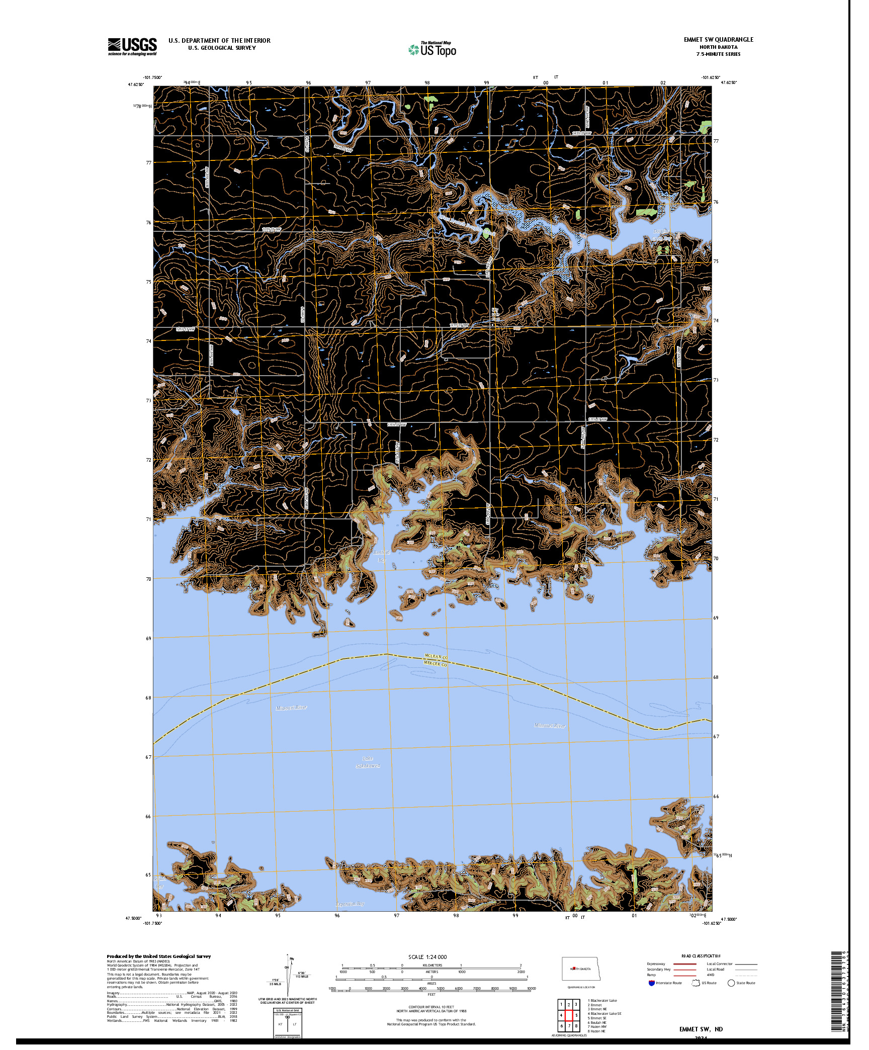 US TOPO 7.5-MINUTE MAP FOR EMMET SW, ND