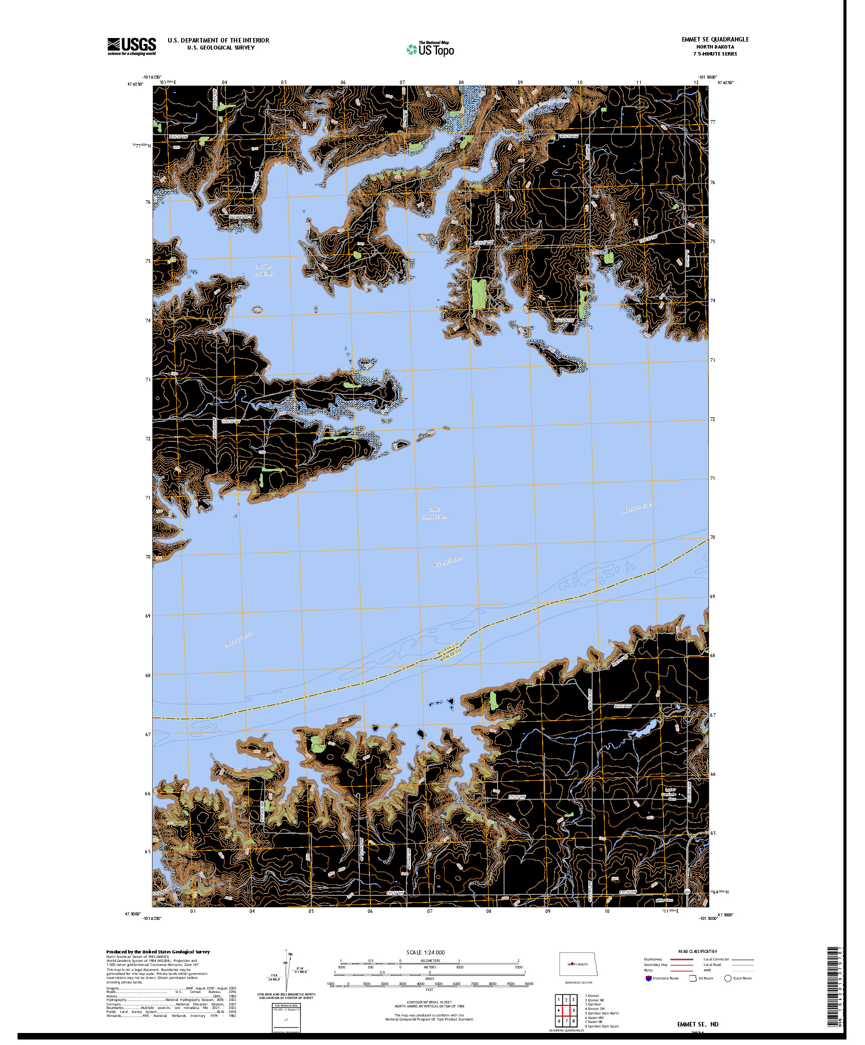 US TOPO 7.5-MINUTE MAP FOR EMMET SE, ND