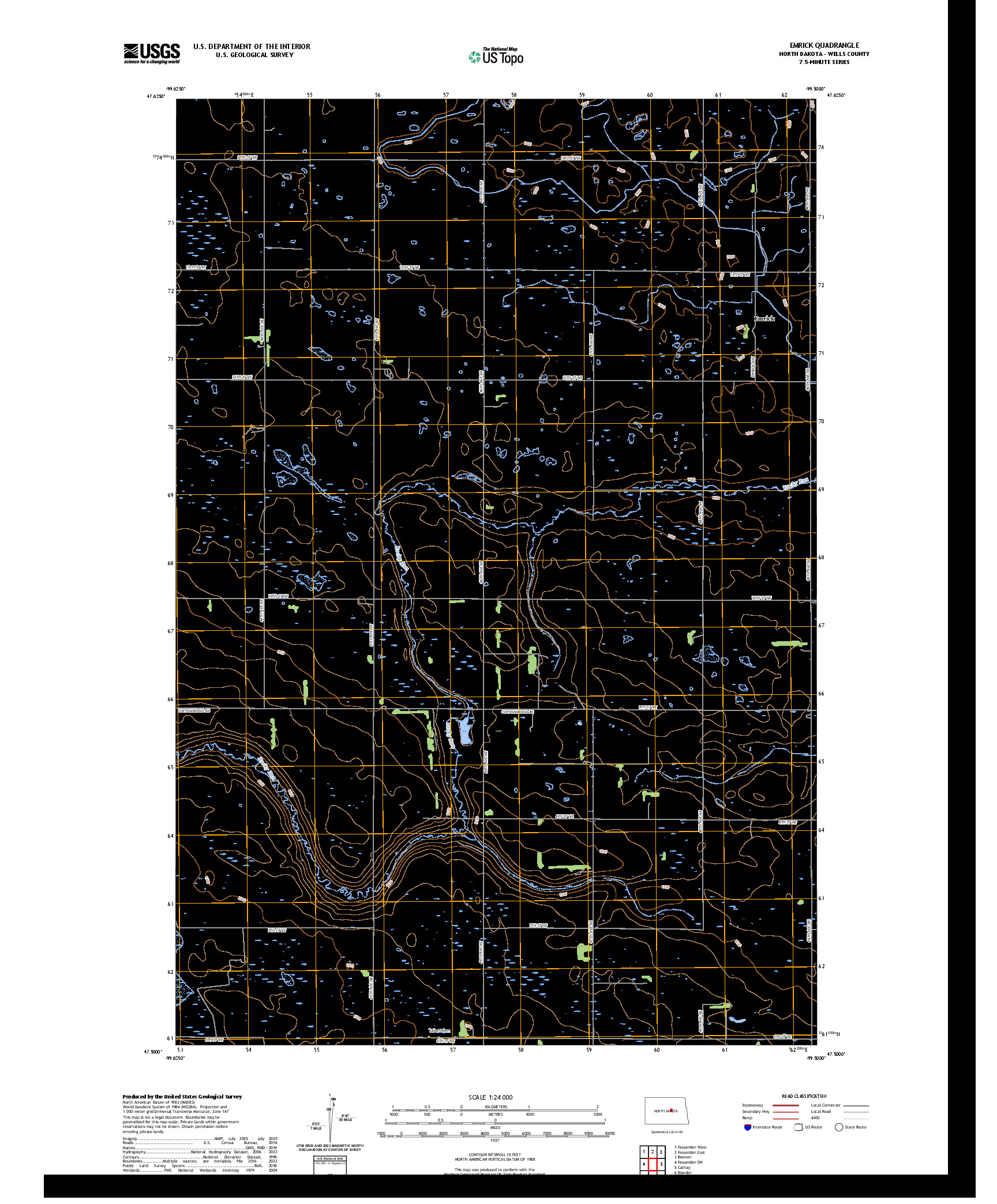 US TOPO 7.5-MINUTE MAP FOR EMRICK, ND