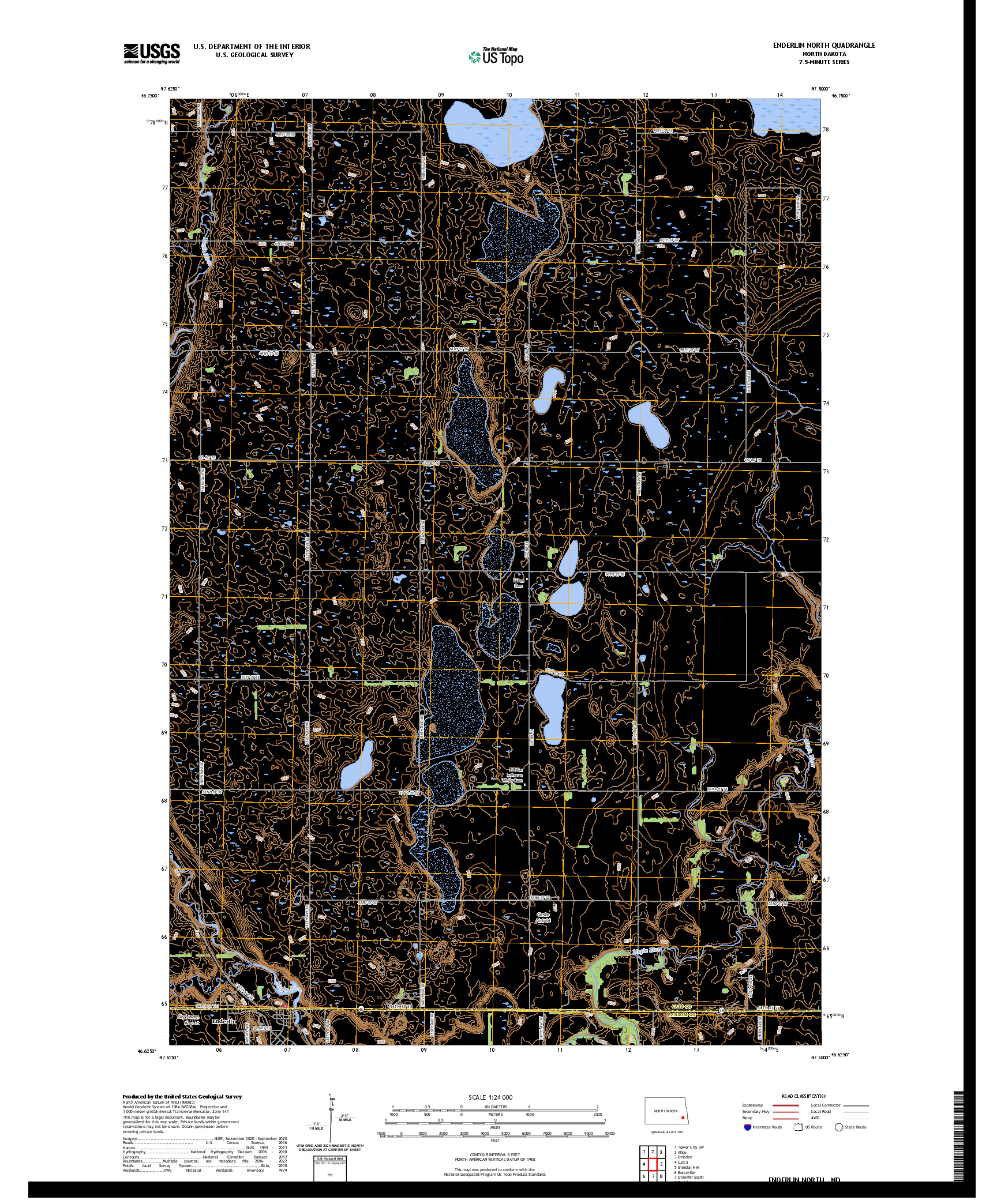 US TOPO 7.5-MINUTE MAP FOR ENDERLIN NORTH, ND