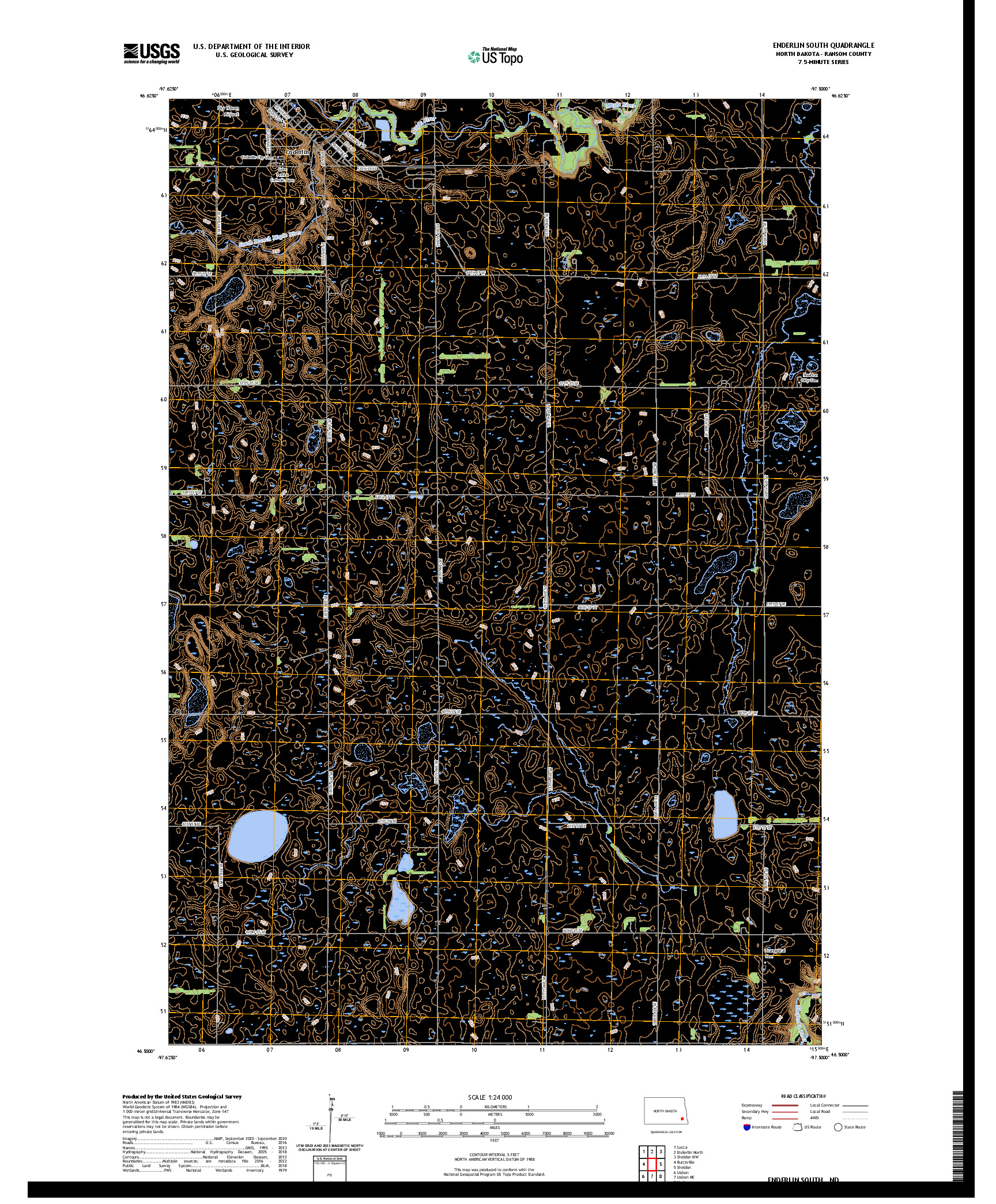 US TOPO 7.5-MINUTE MAP FOR ENDERLIN SOUTH, ND