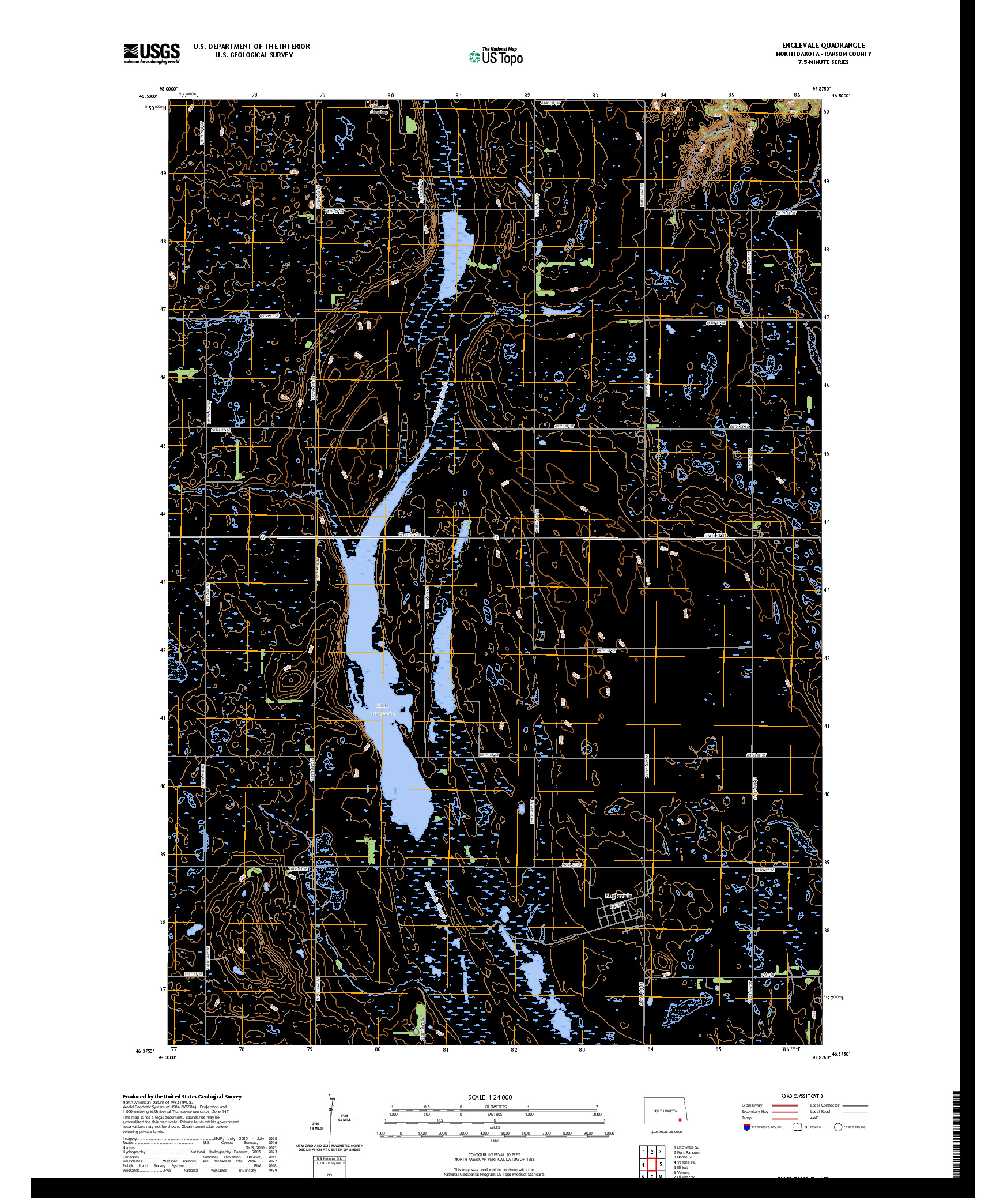 US TOPO 7.5-MINUTE MAP FOR ENGLEVALE, ND
