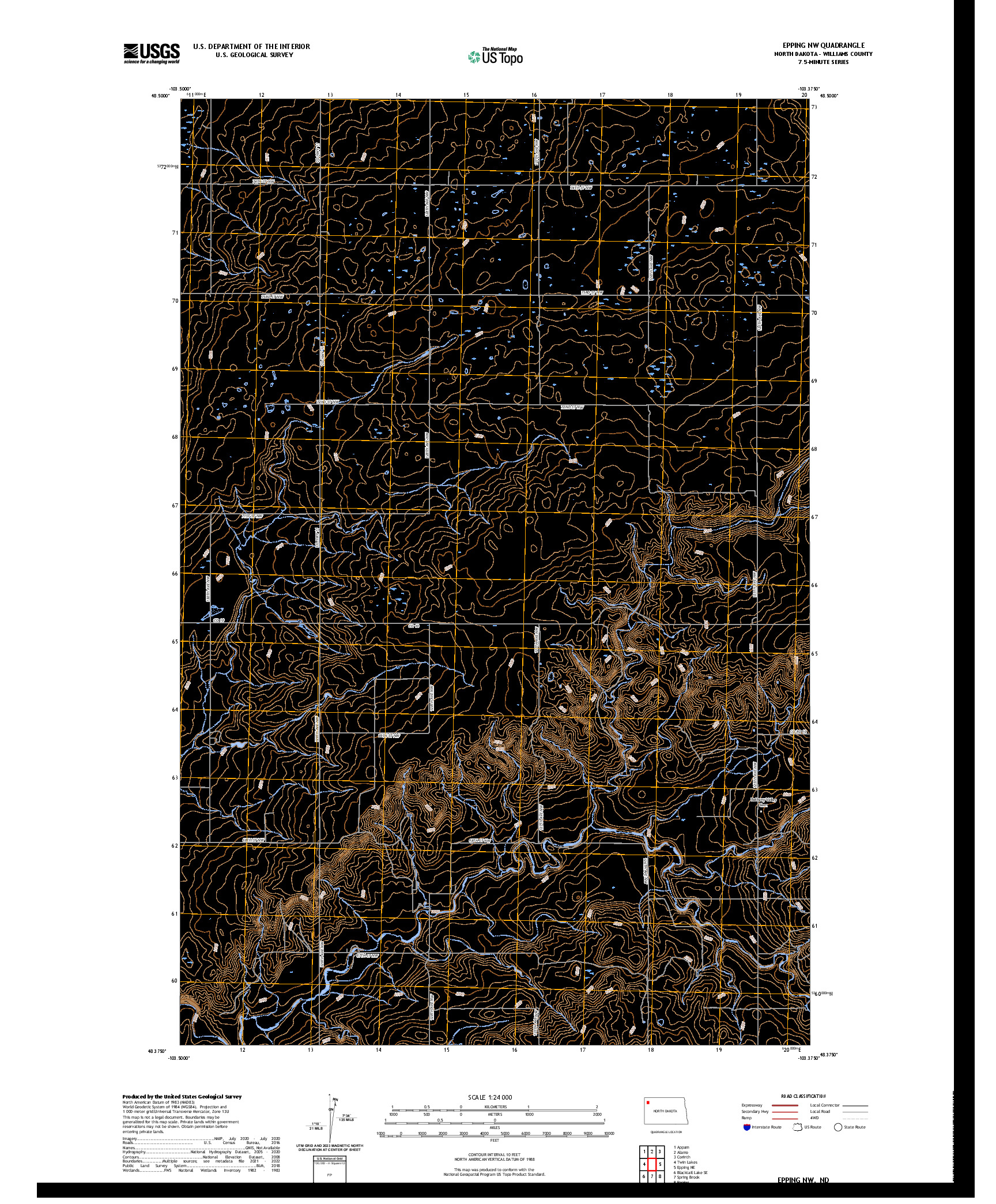 US TOPO 7.5-MINUTE MAP FOR EPPING NW, ND