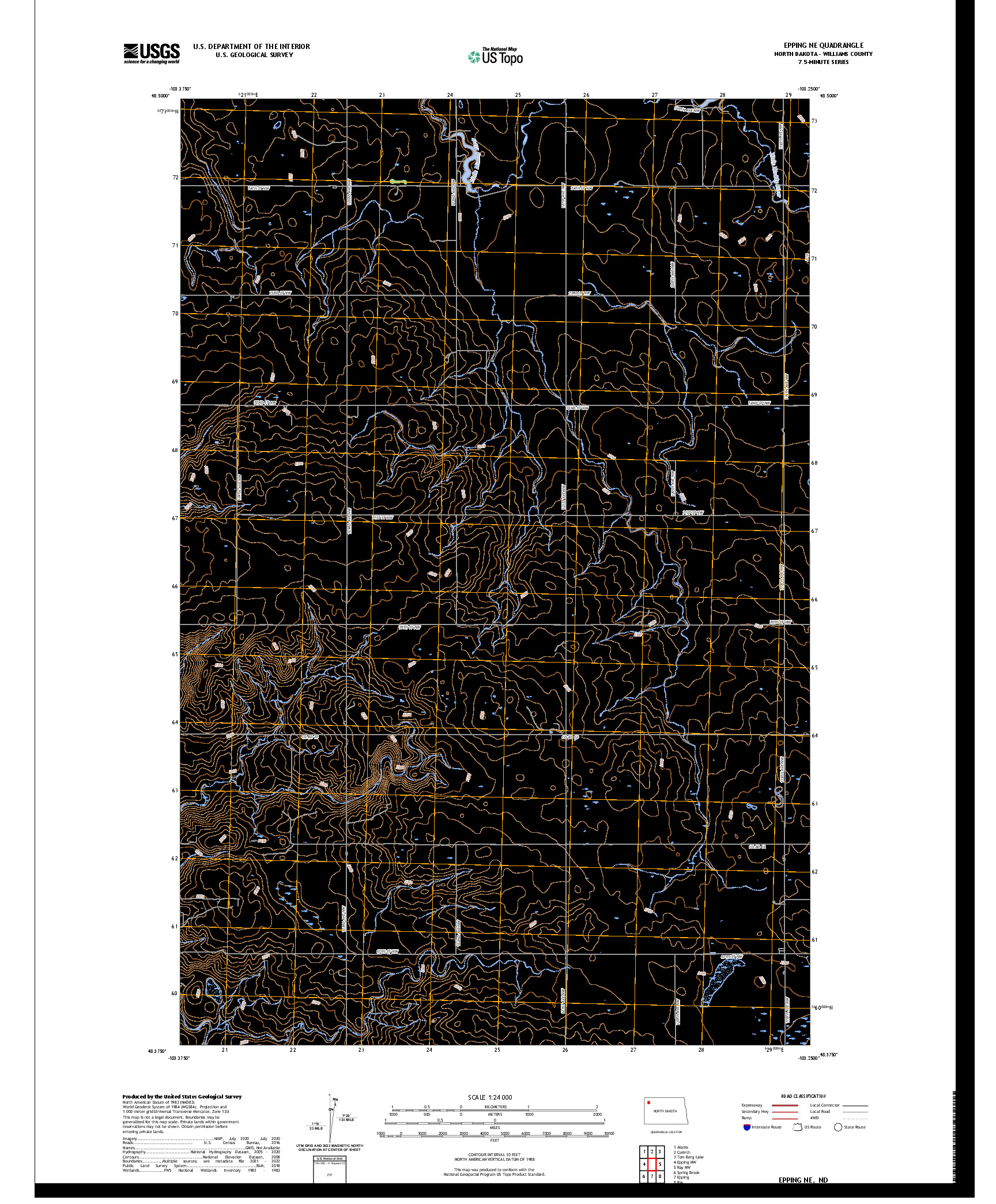 US TOPO 7.5-MINUTE MAP FOR EPPING NE, ND