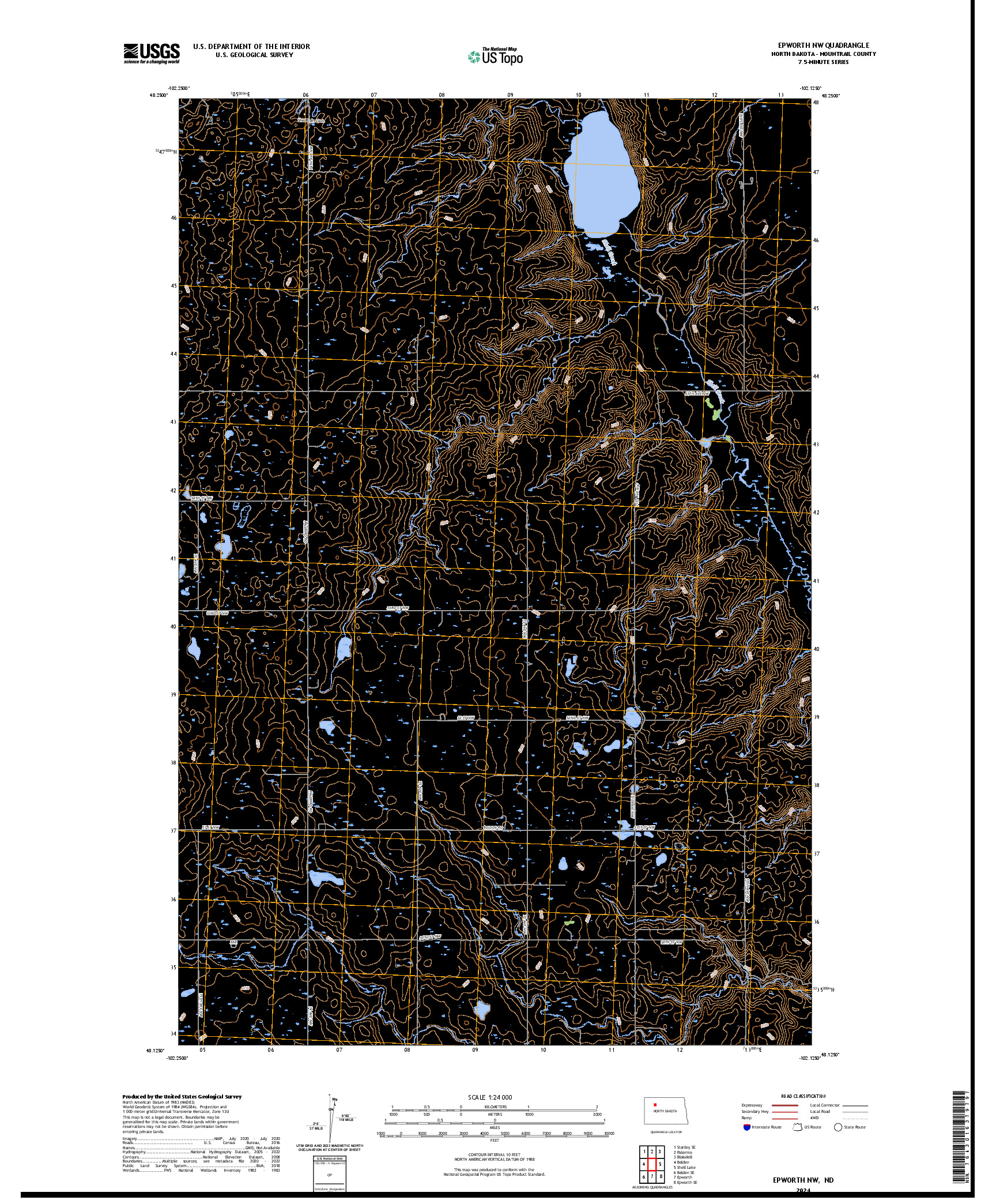 US TOPO 7.5-MINUTE MAP FOR EPWORTH NW, ND