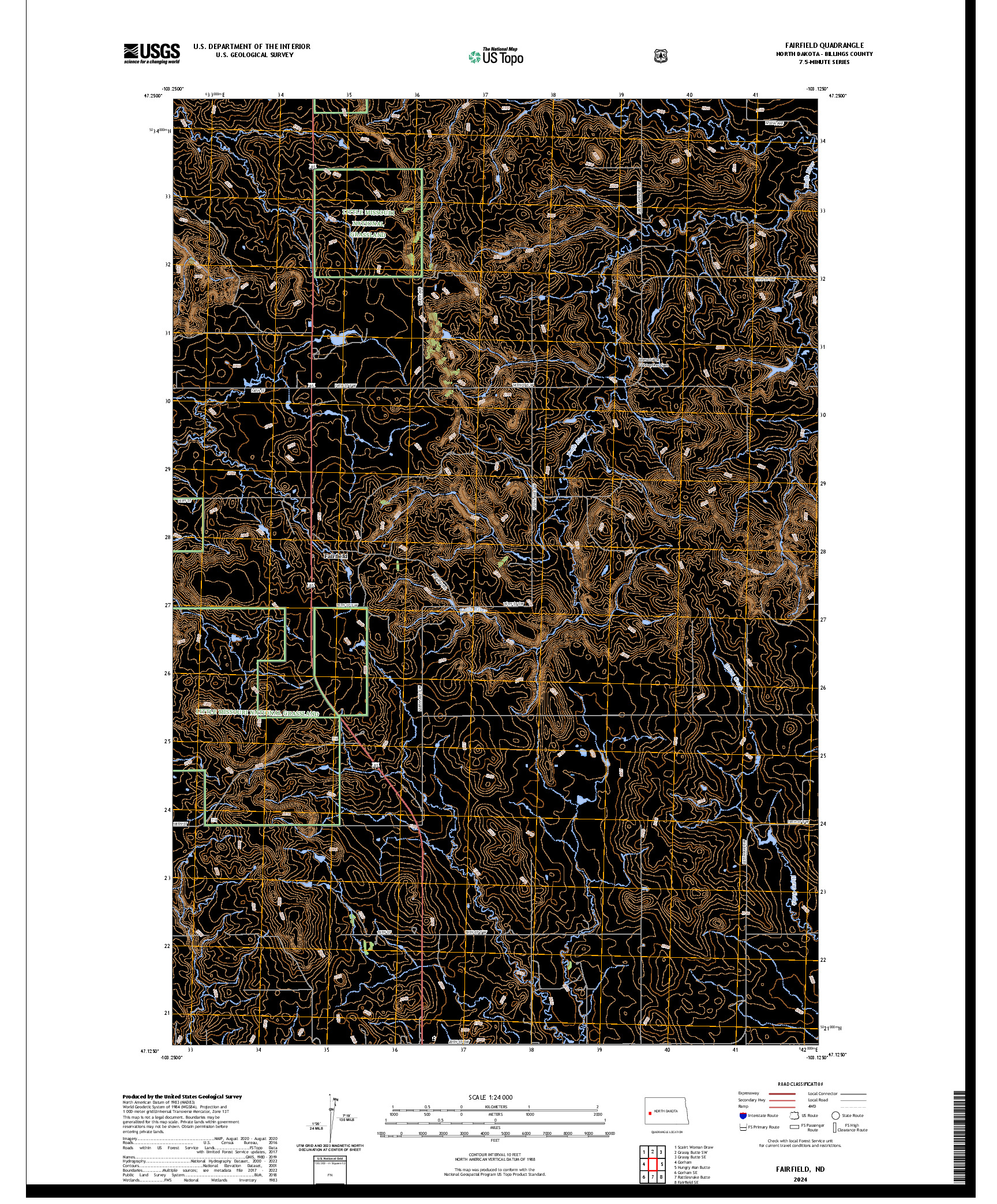 US TOPO 7.5-MINUTE MAP FOR FAIRFIELD, ND