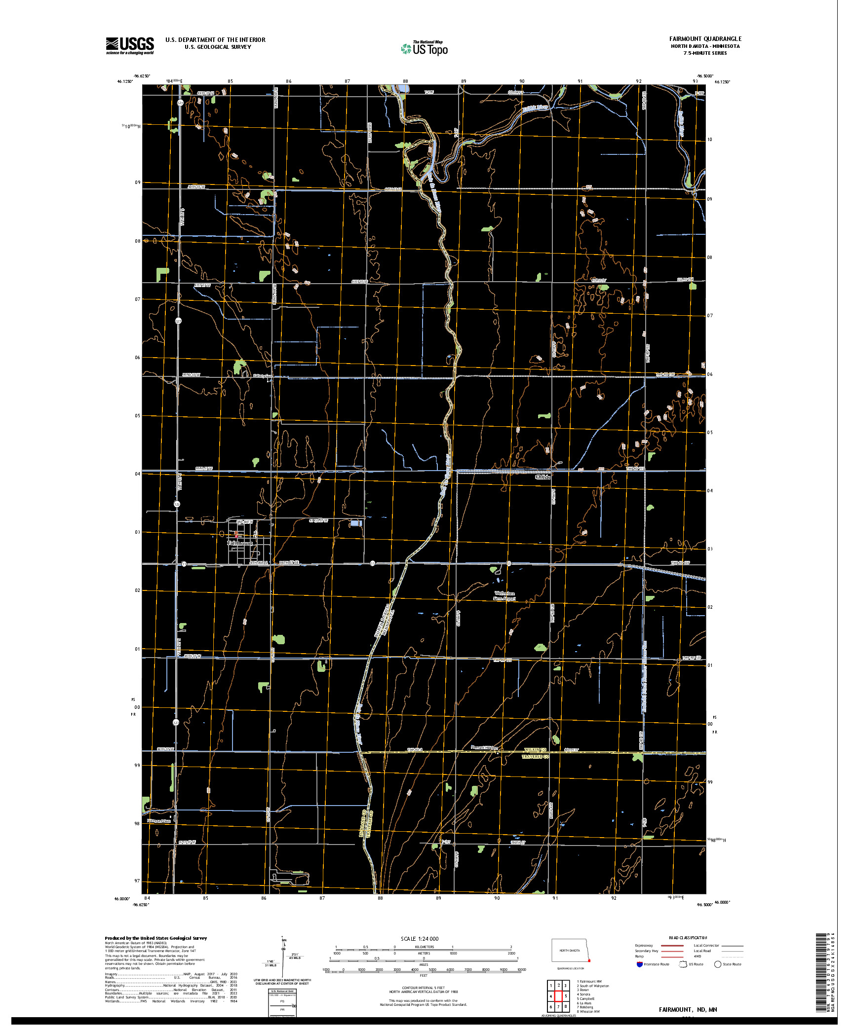 US TOPO 7.5-MINUTE MAP FOR FAIRMOUNT, ND,MN